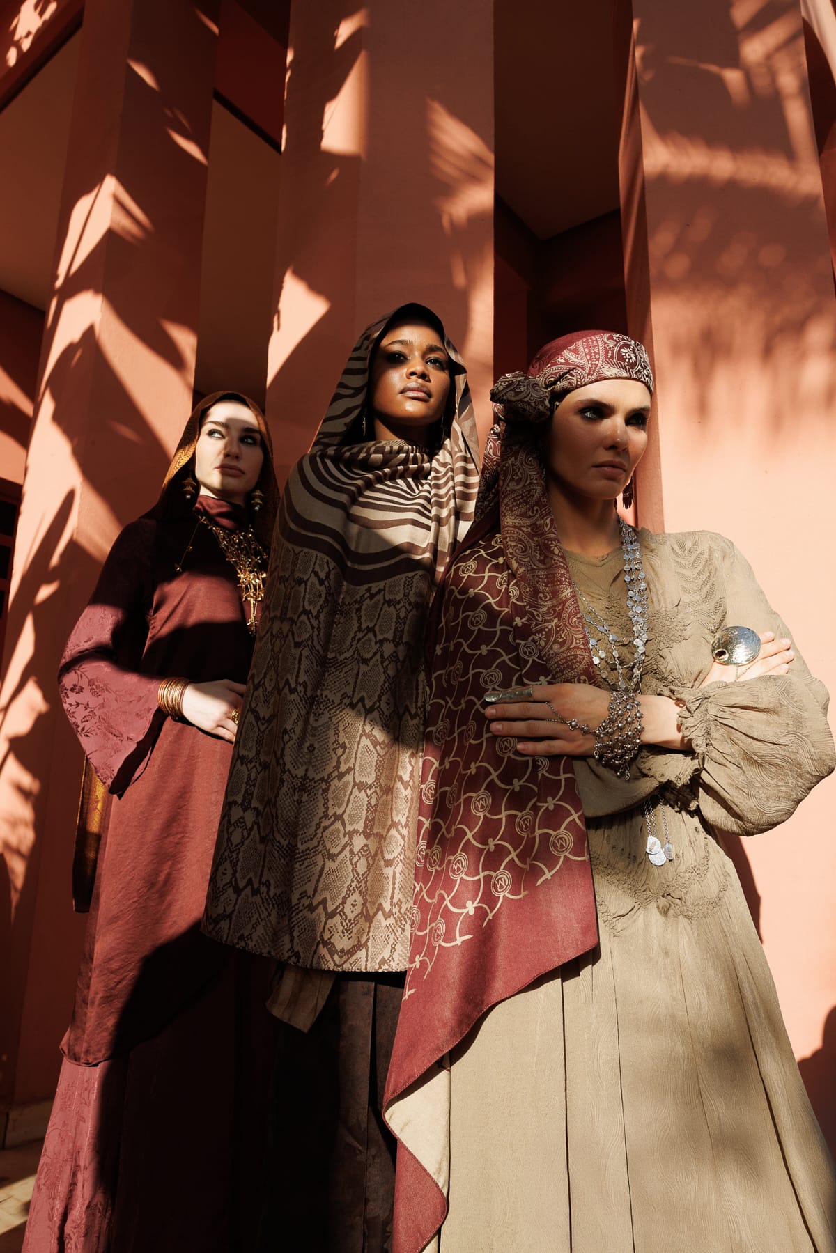 Lavin-Pattern Reversible Shawl - Purple-Orange