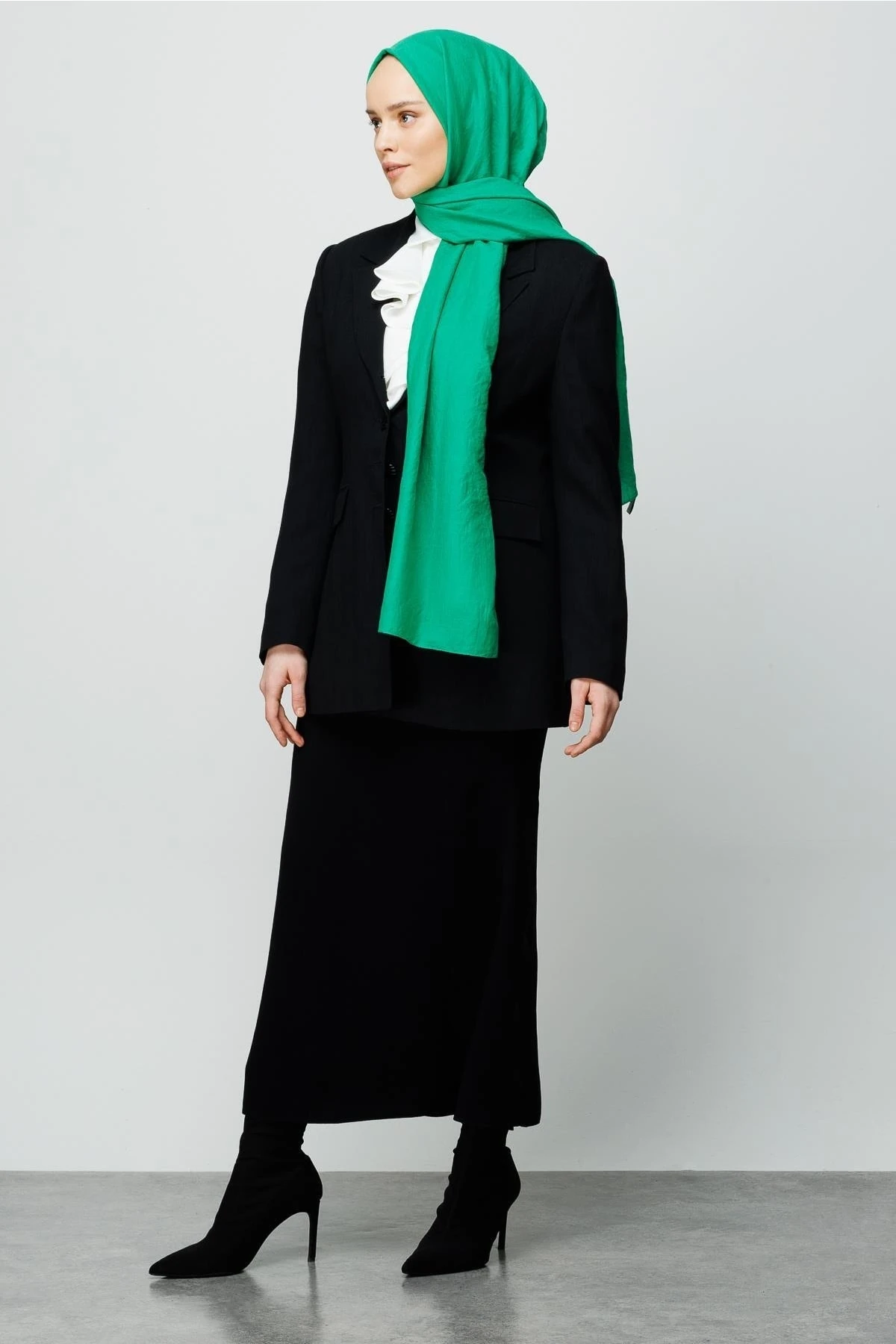 Cotton Crinkle Shawl - Benetton Green