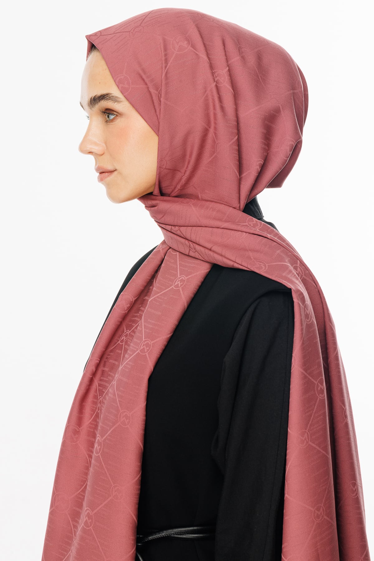 Moon Is Pattern Jacquard Shawl - Dried Rose