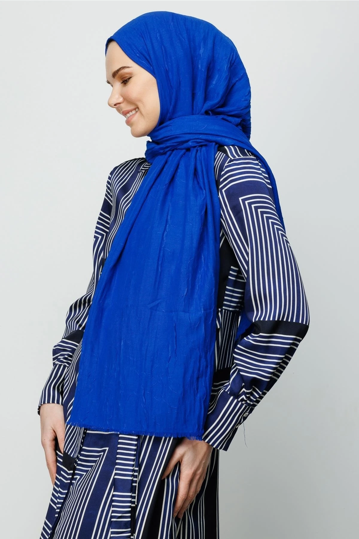 Toptan Bambu Şal - Saks Mavi