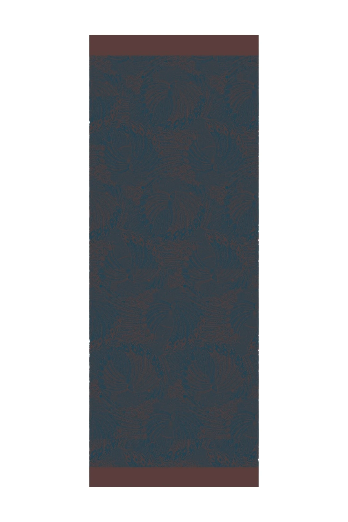 Toptan Mayra Desen Çift Taraflı Şal - Acı Kahve-Petrol Mavisi