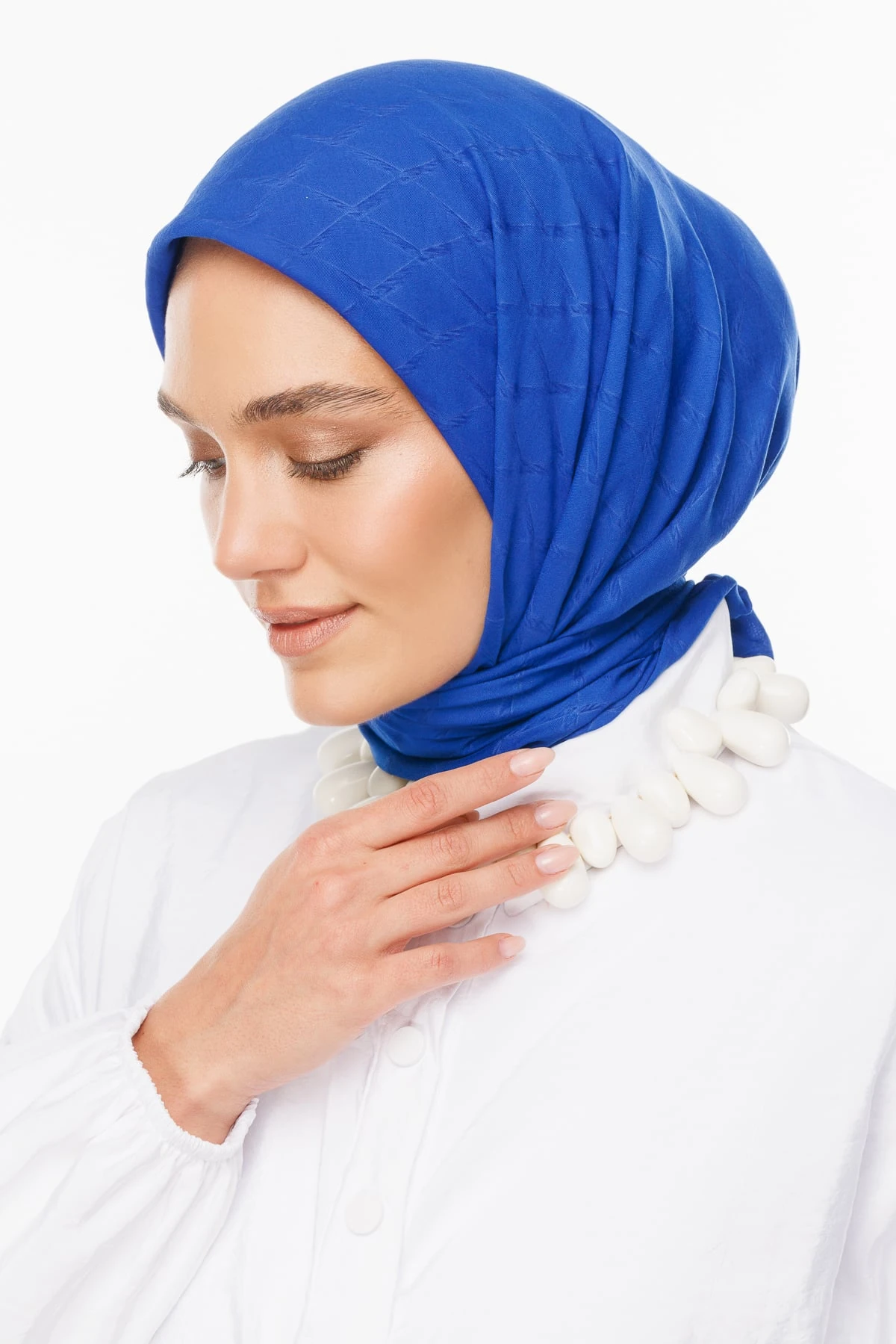 Toptan Bambu Jakar Eşarp - Saks Mavi