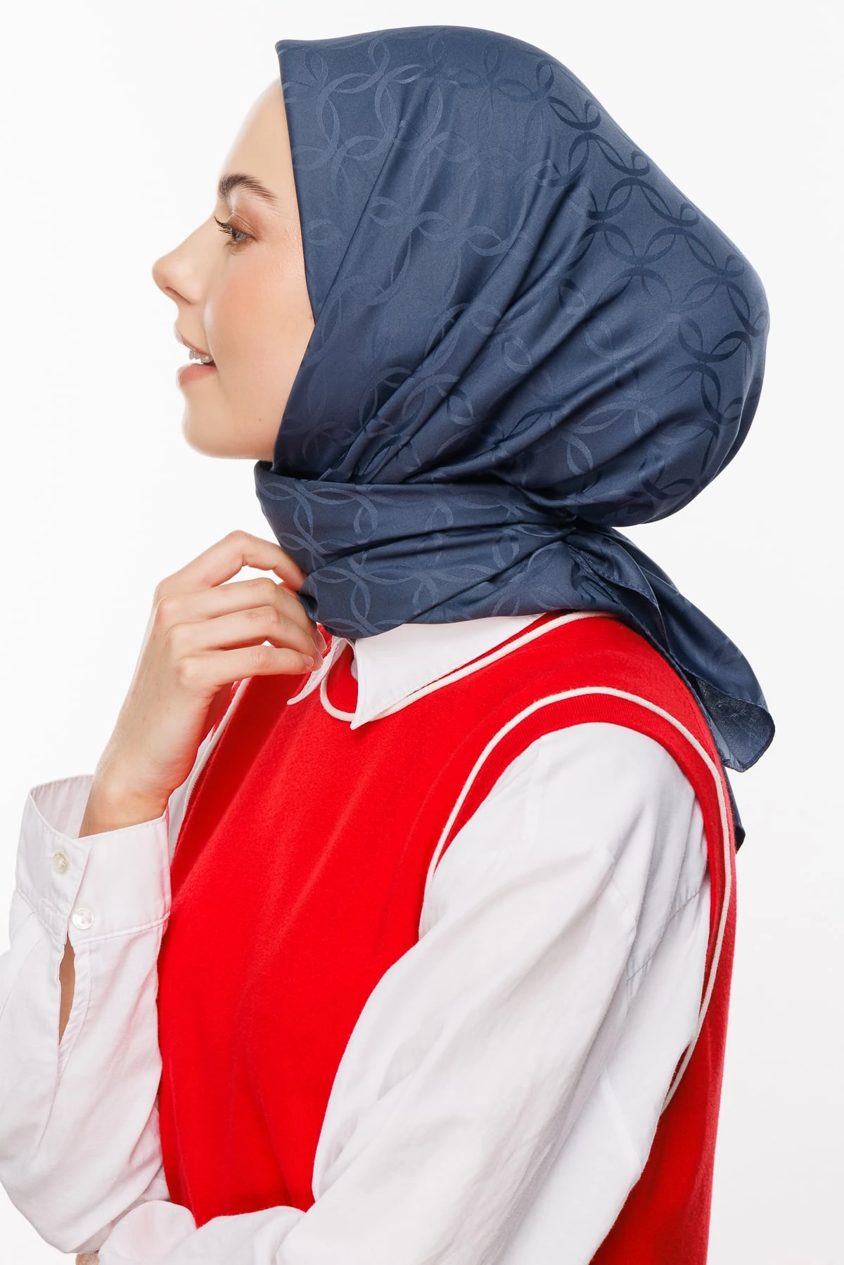 London Pattern Silky Jacquard Scarf - Anthracite