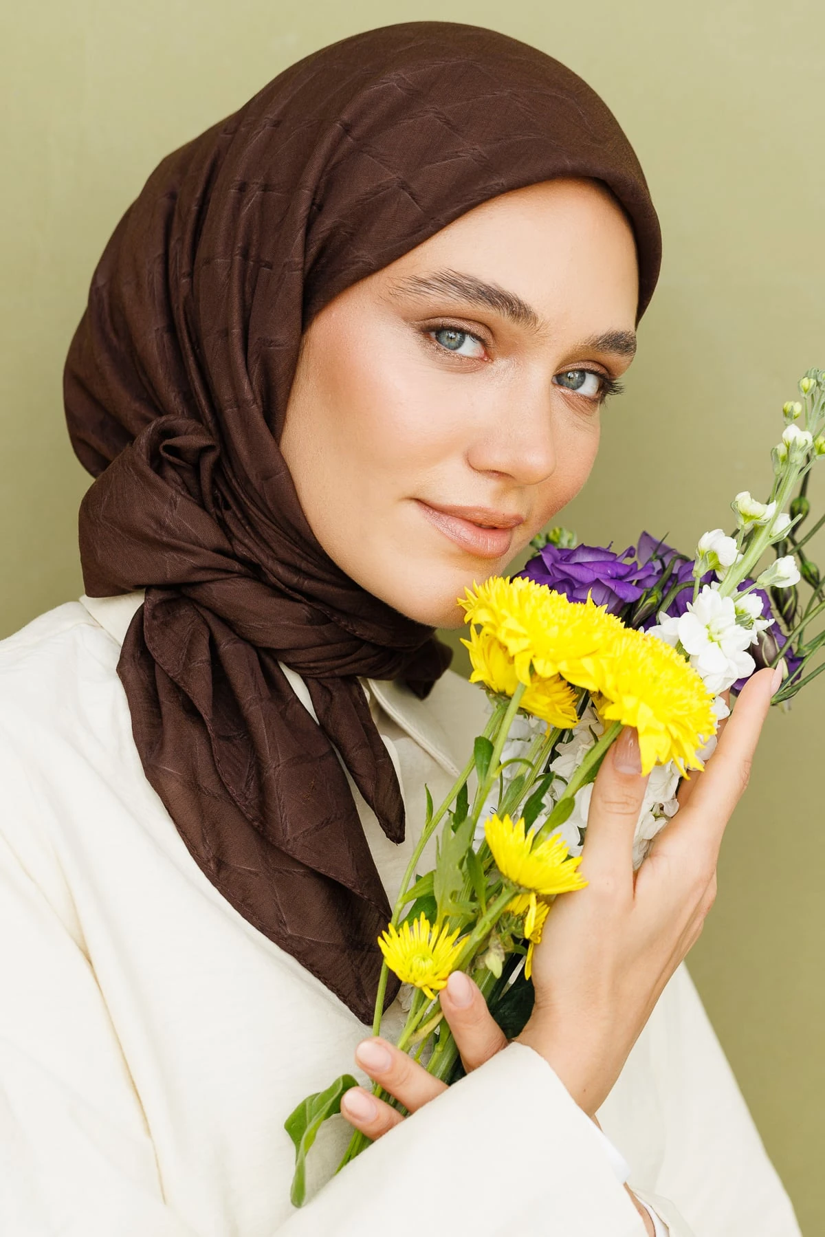 Bamboo Jacquard Scarf - Bitter Coffee