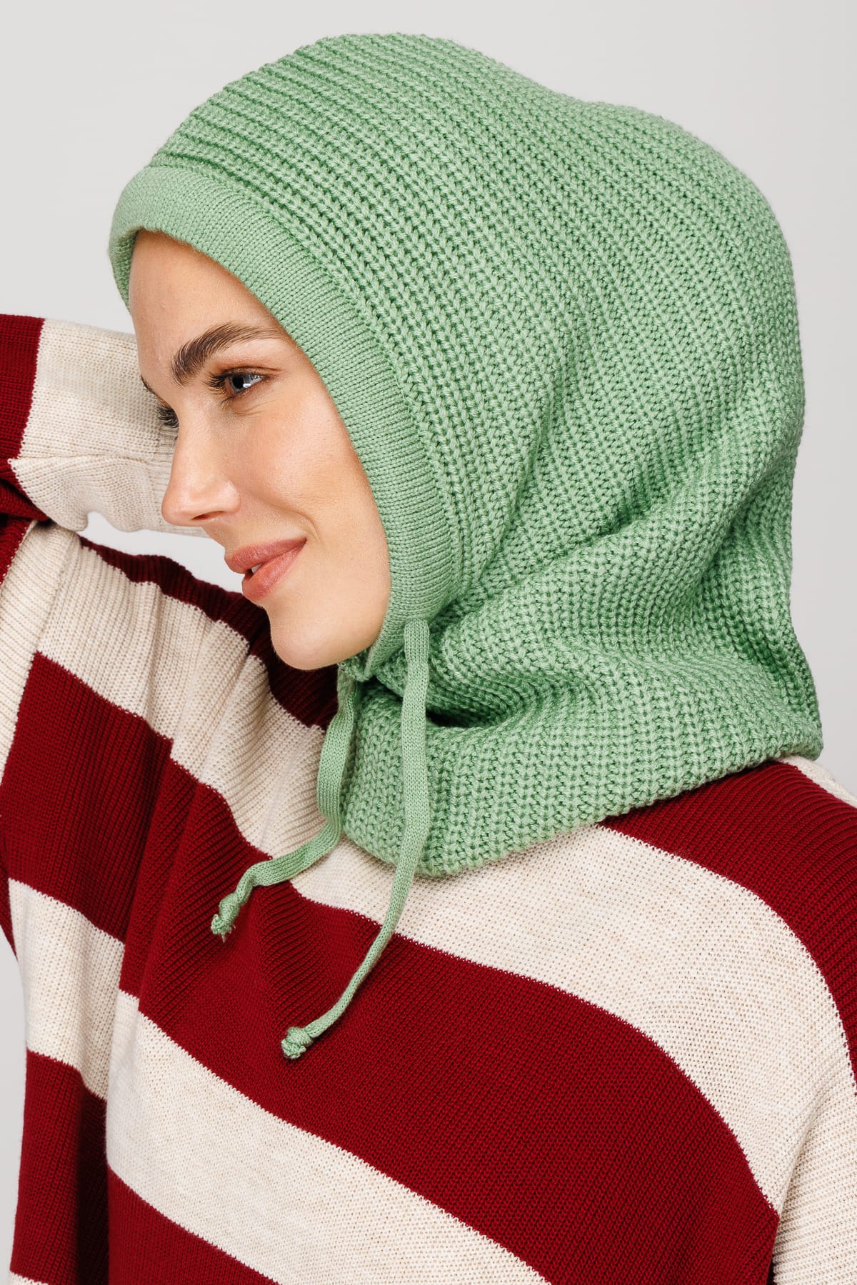 Toptan Balaclava Triko Başlık - Mint Yeşili