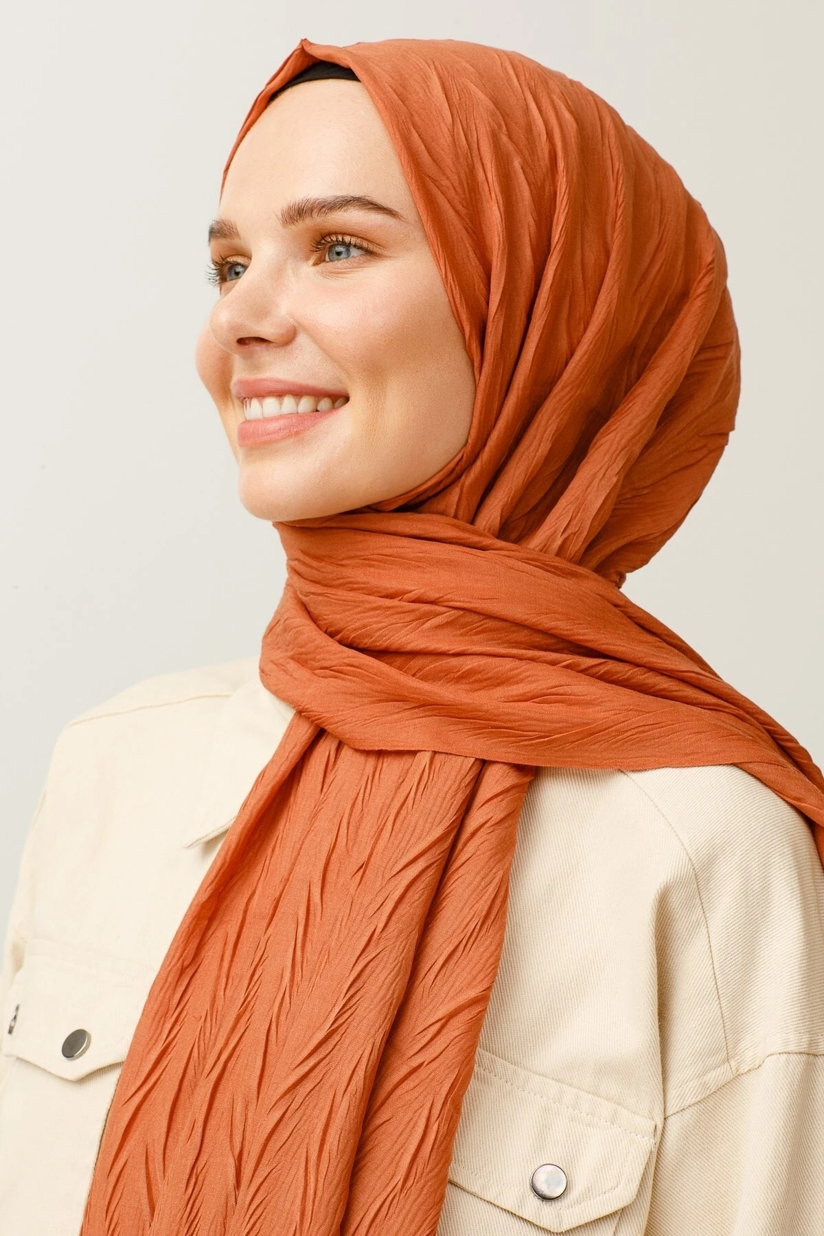 Pleated Bamboo Shawl - Light Tile
