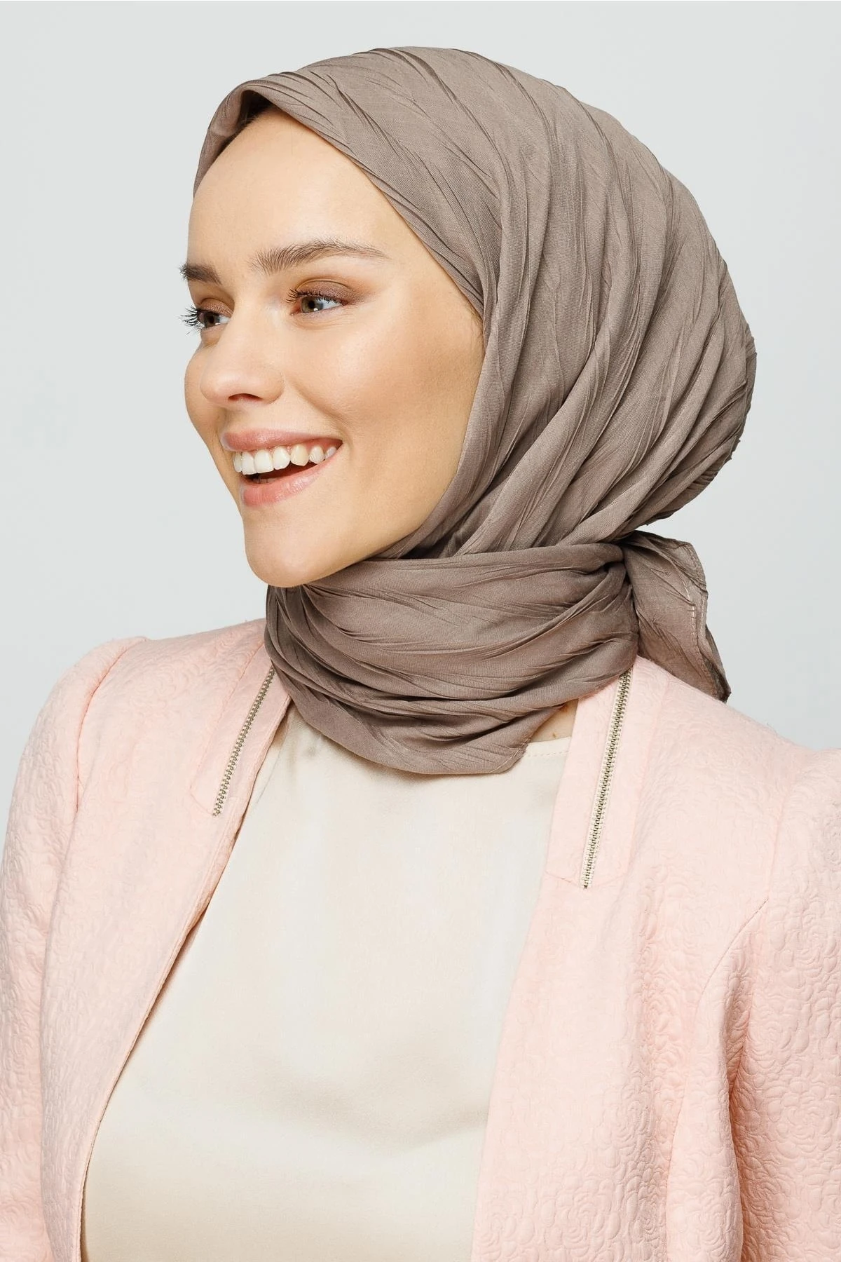 Toptan Piliseli Bambu Eşarp - Vizon