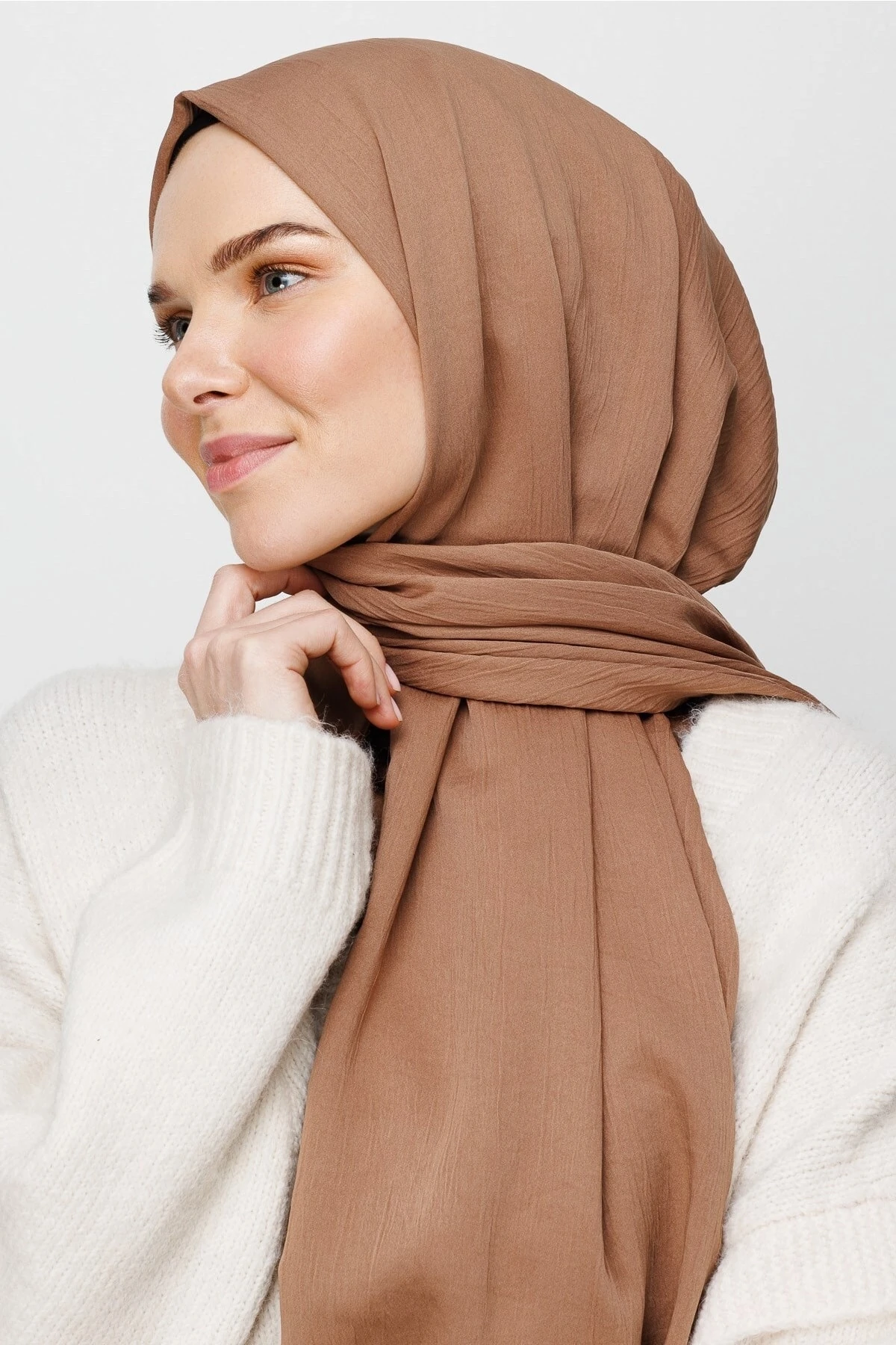 Wholesale Crinkle Medina Silk Shawl - Brown