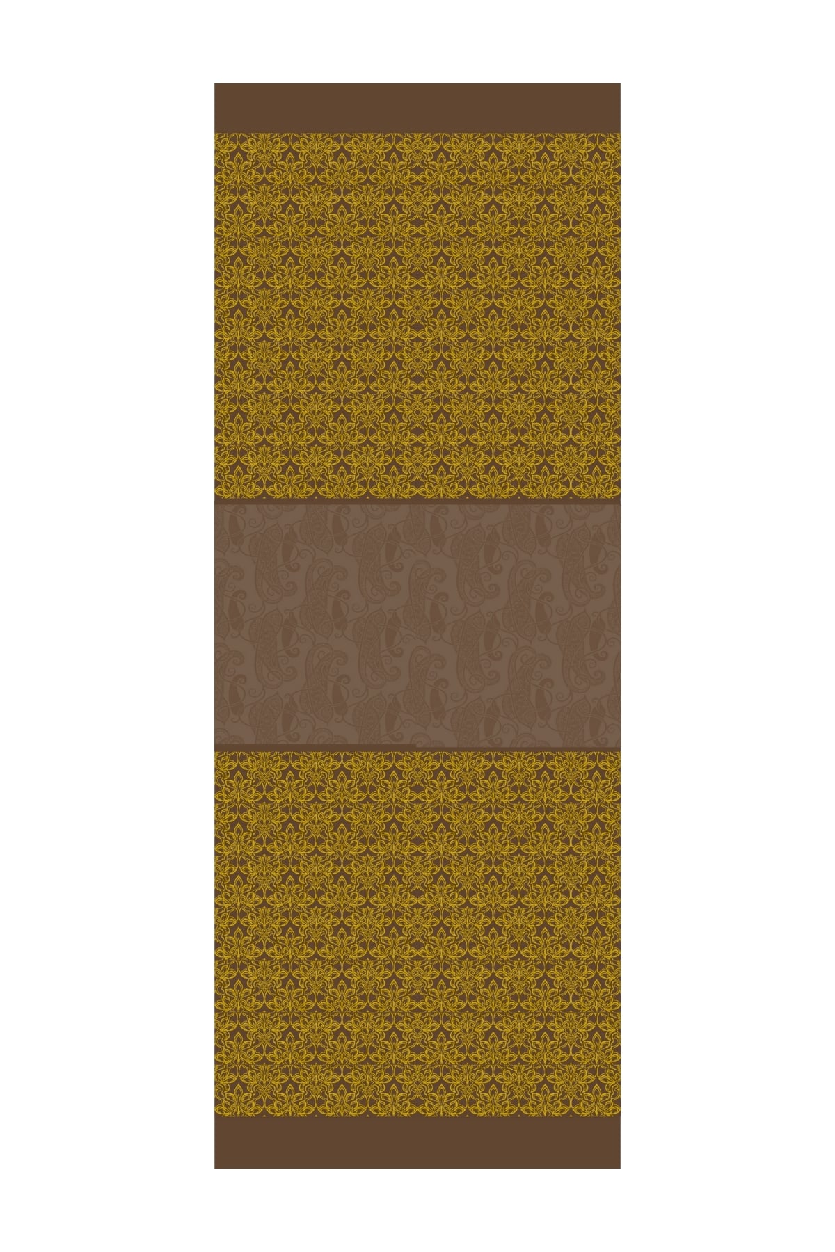 Nora-Pattern Reversible Shawl - Bitter Coffee-Mustard