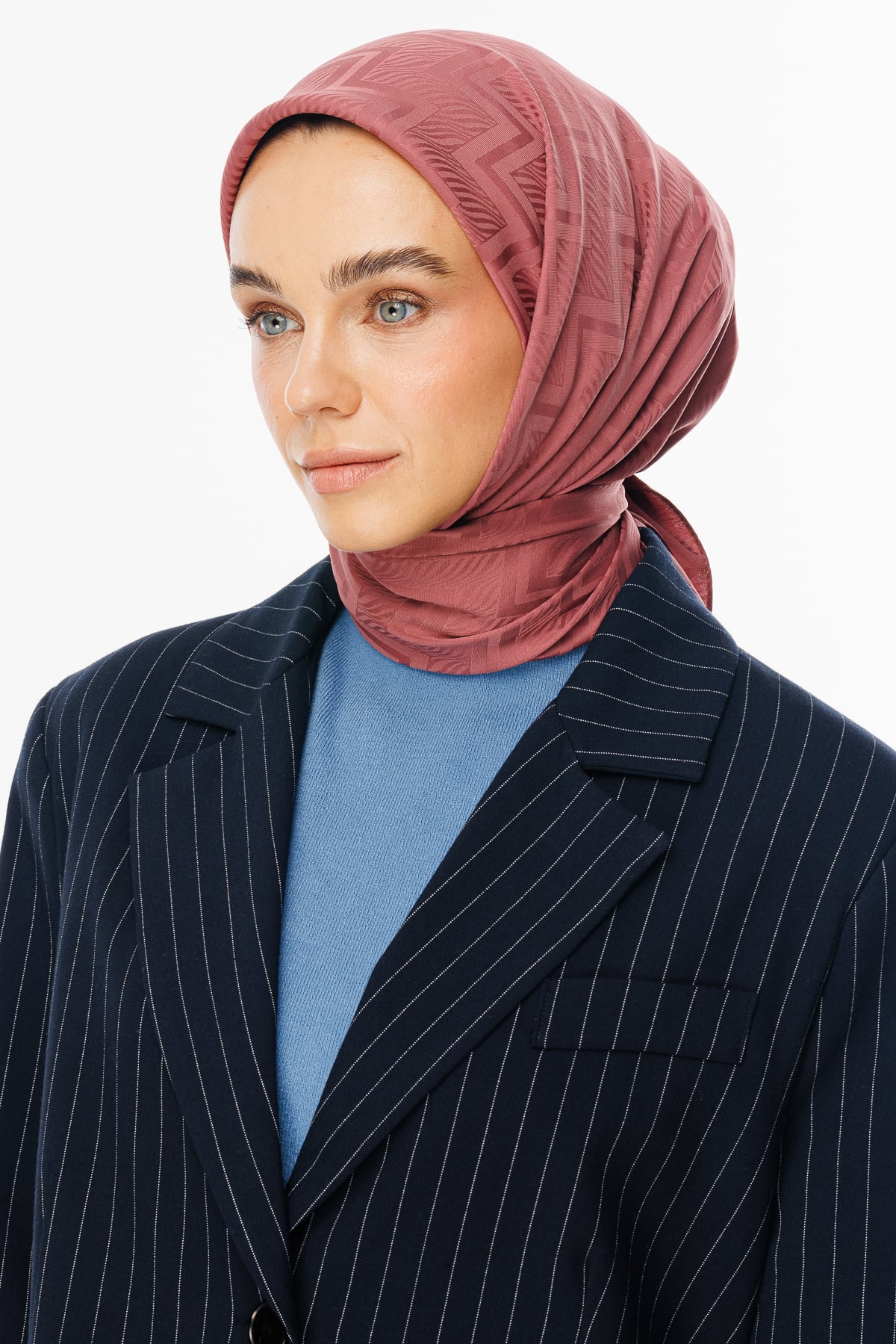 Toptan Viora Desen İpeksi Jakar Eşarp - Gül Kurusu