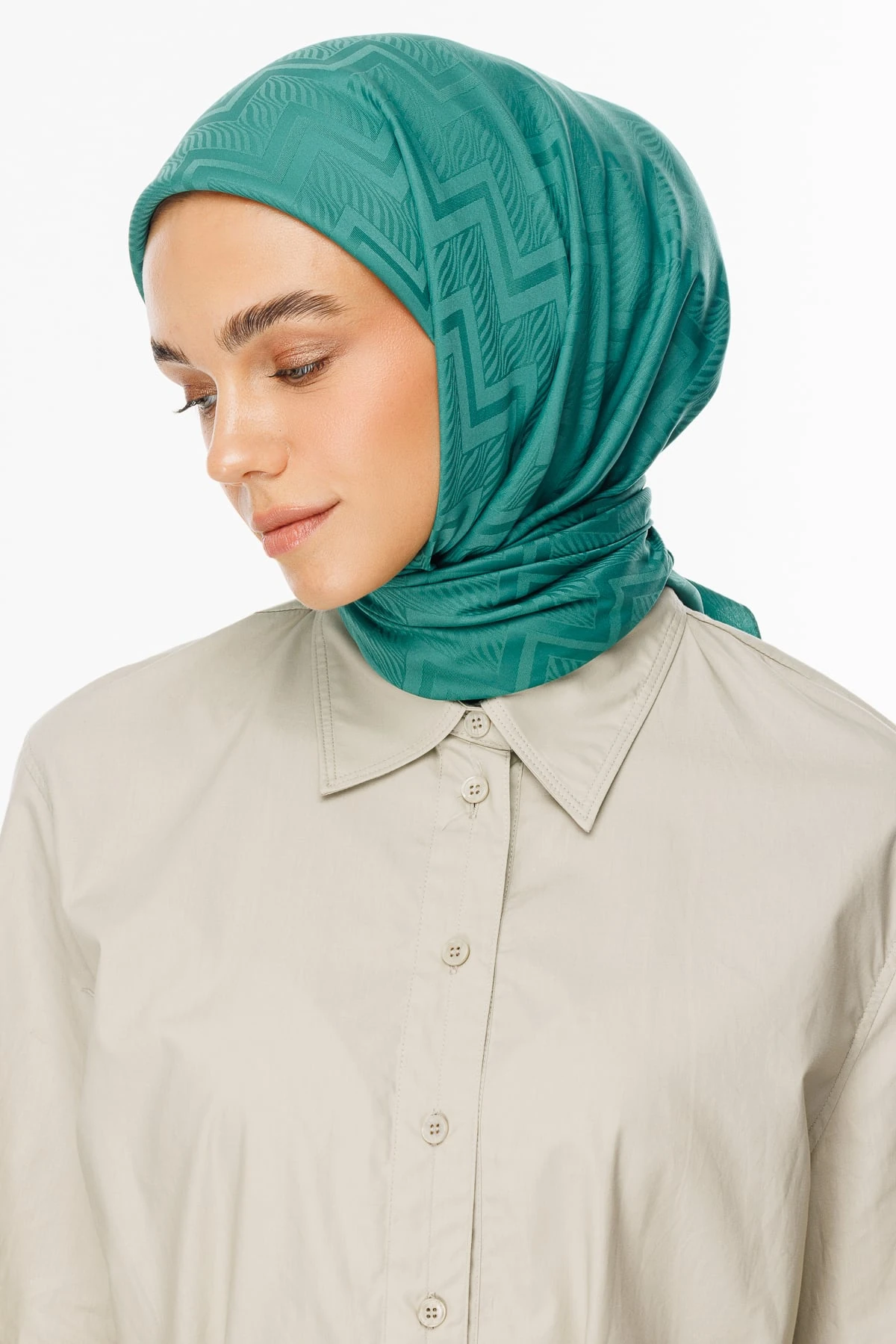 Toptan Viora Desen İpeksi Jakar Eşarp - Mint Yeşili