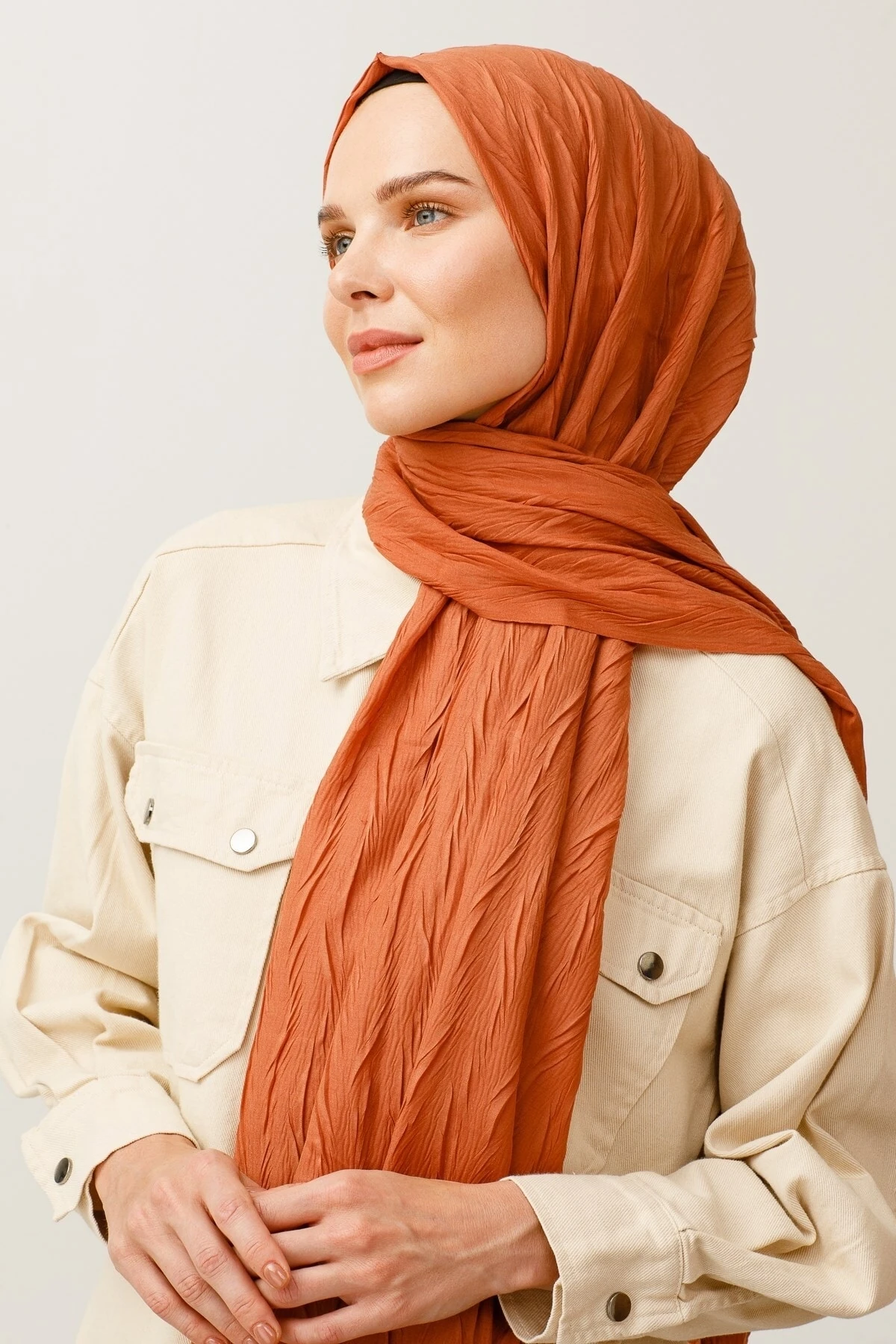 Pleated Bamboo Shawl - Light Tile