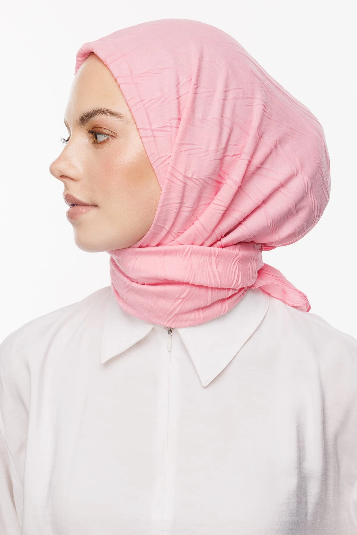 Toptan Piliseli Bambu Eşarp - Şeker Pembe