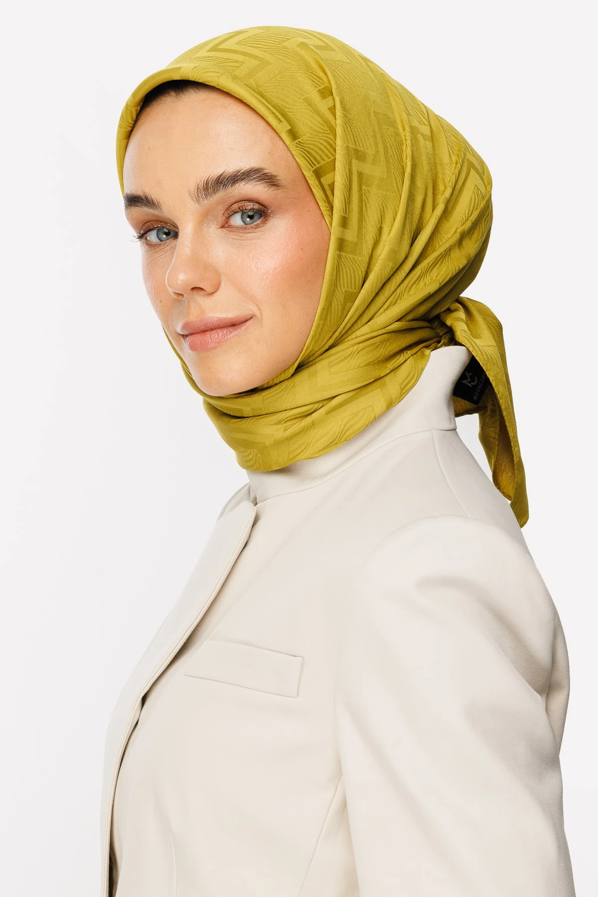 Toptan Viora Desen İpeksi Jakar Eşarp - Oliv Yeşili