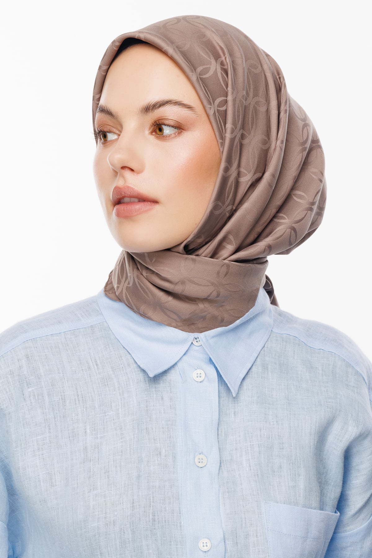 London Pattern Silky Jacquard Scarf - Canyon