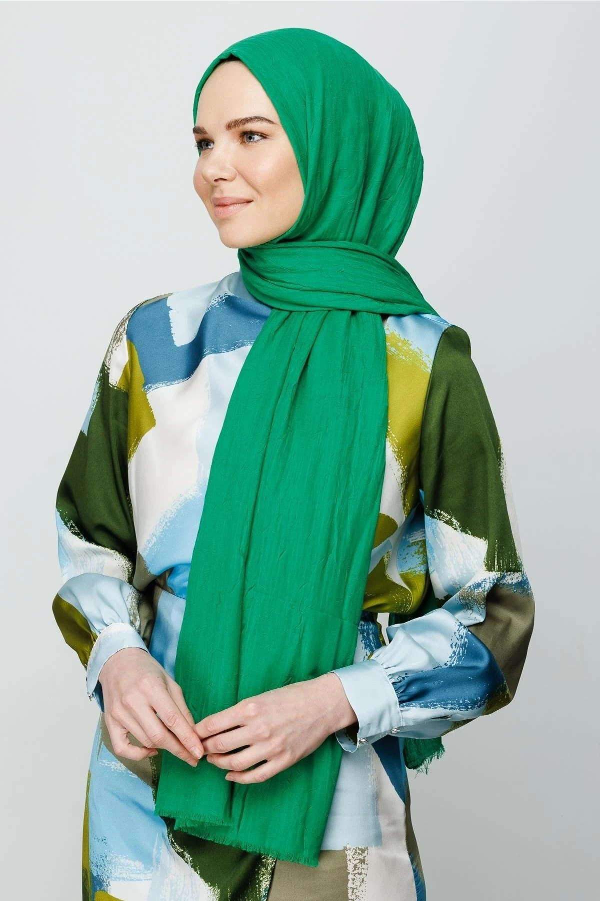 Toptan Bambu Şal - Benetton Yeşili