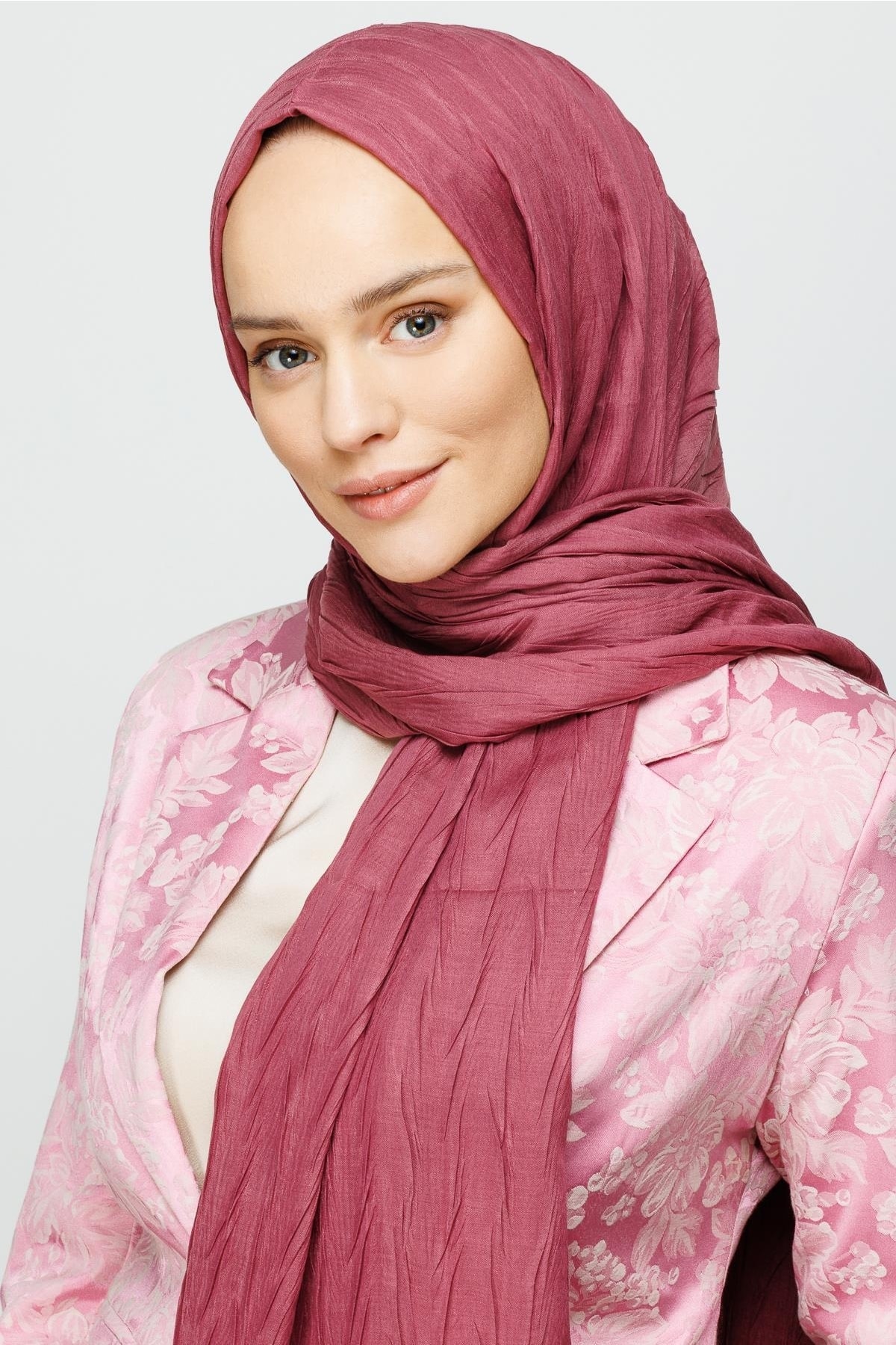 Toptan Piliseli Bambu Şal - Gül Kurusu