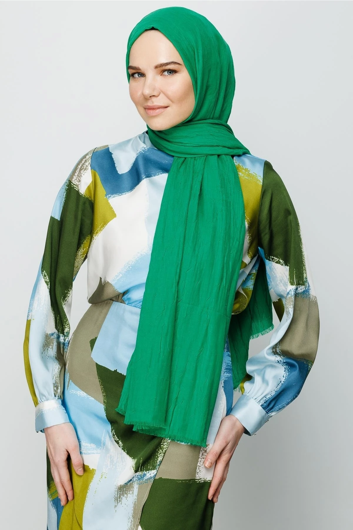 Toptan Bambu Şal - Benetton Yeşili