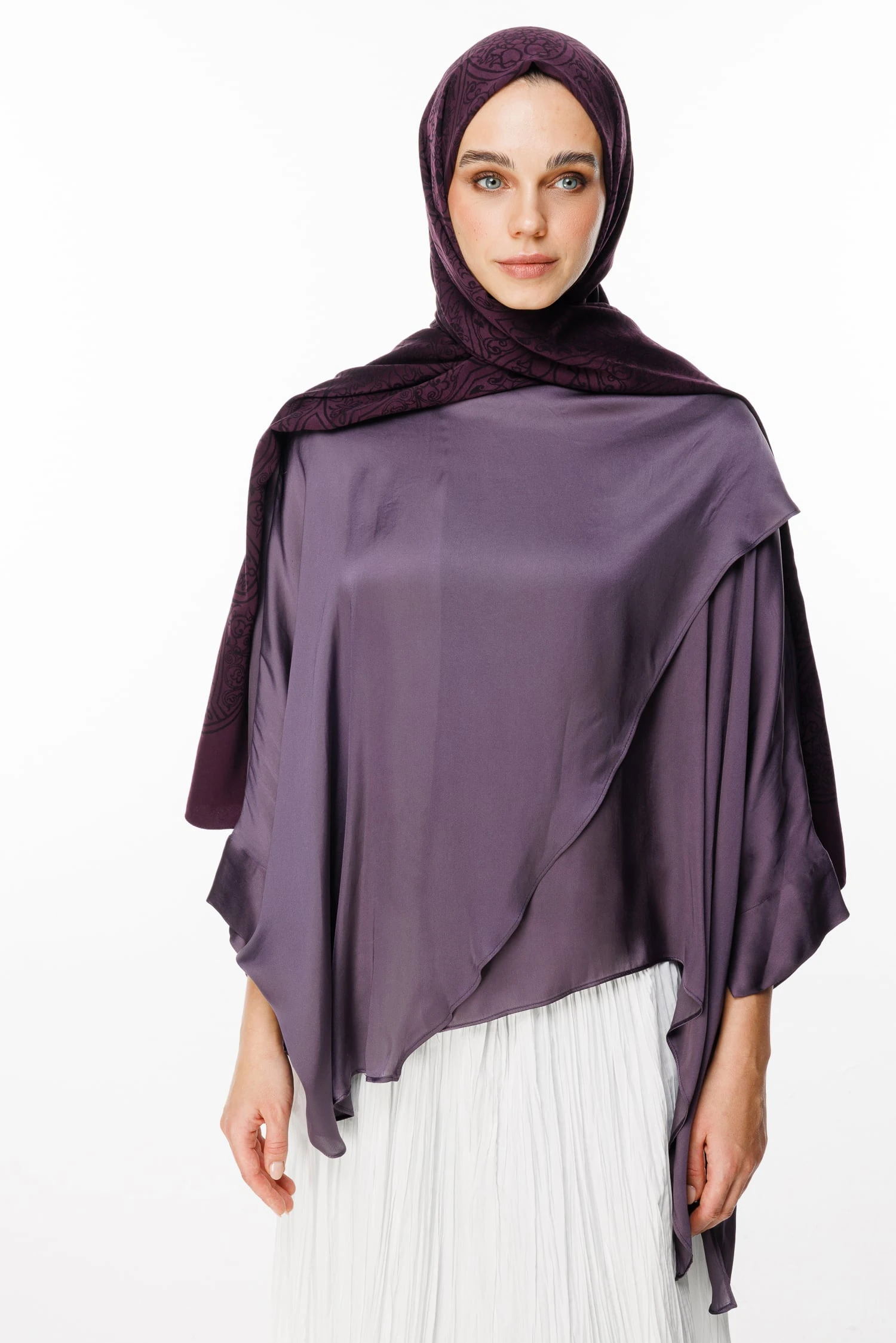 Morocco Pattern Double-Sided Shawl - Purple-Black