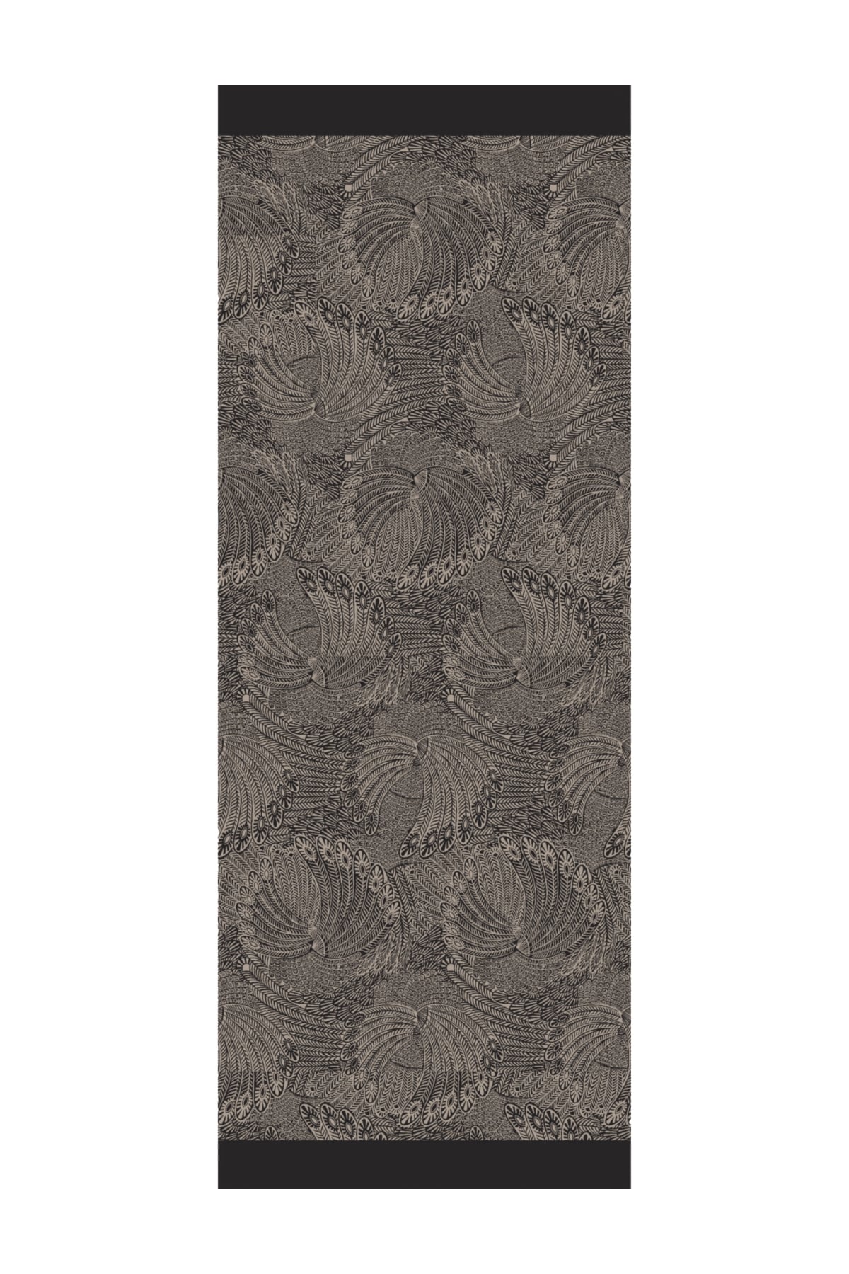 Toptan Mayra Desen Çift Taraflı Şal - Siyah-Bej