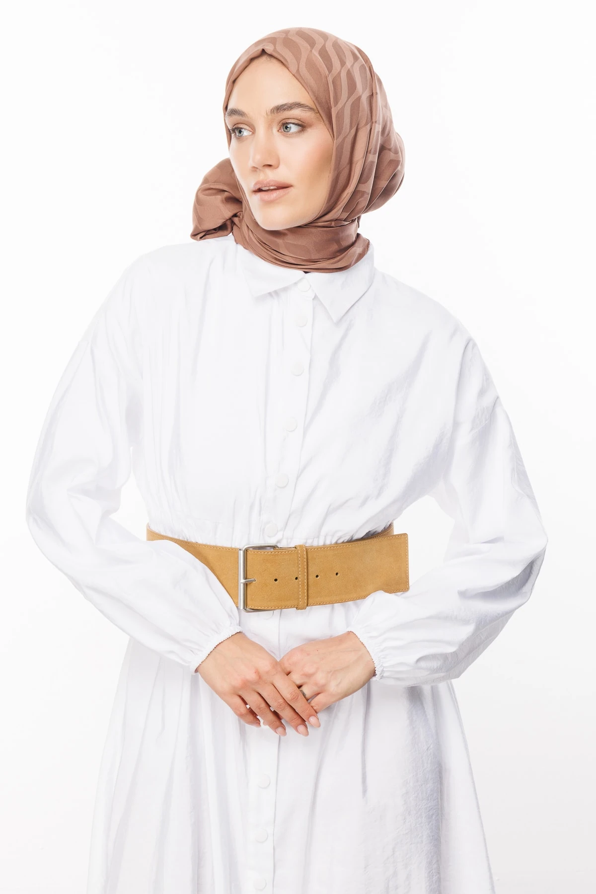 Wave-Pattern Silky Jacquard Shawl - Yalı