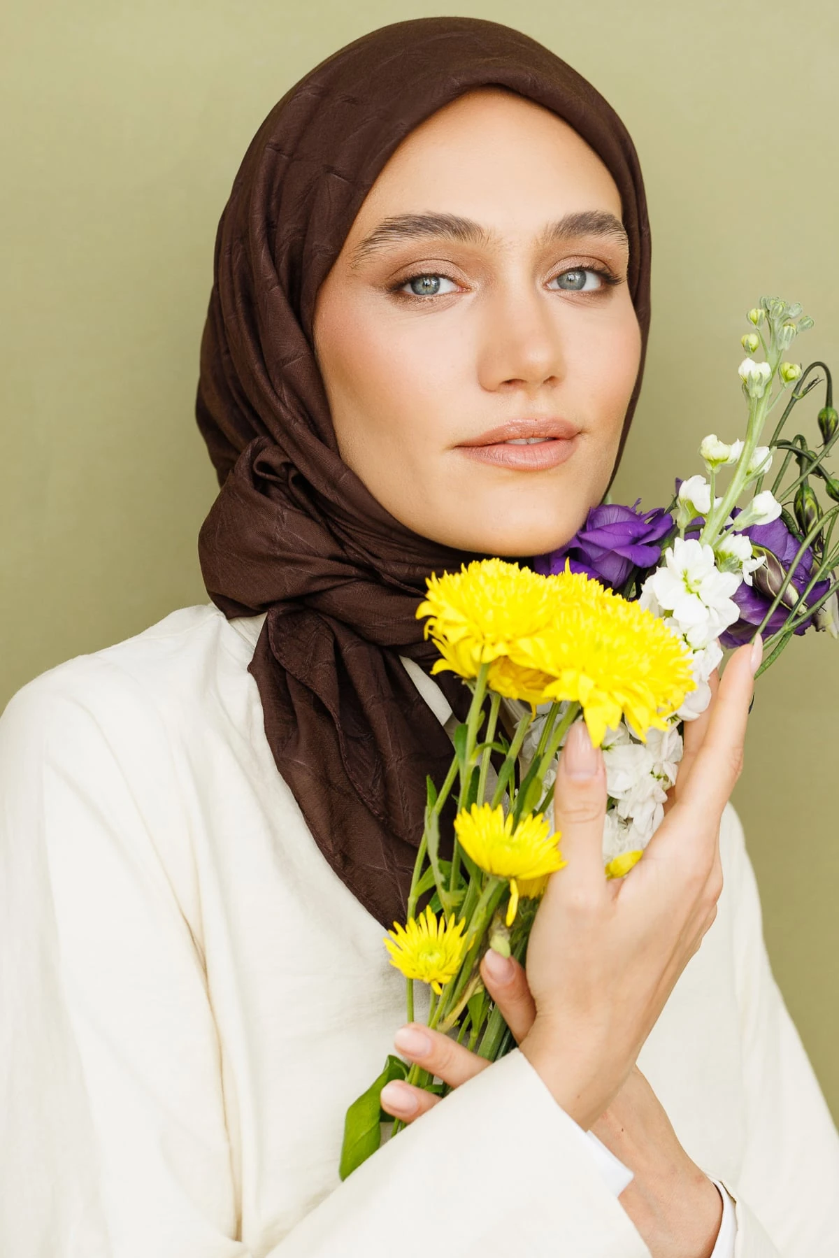 Bamboo Jacquard Scarf - Bitter Coffee