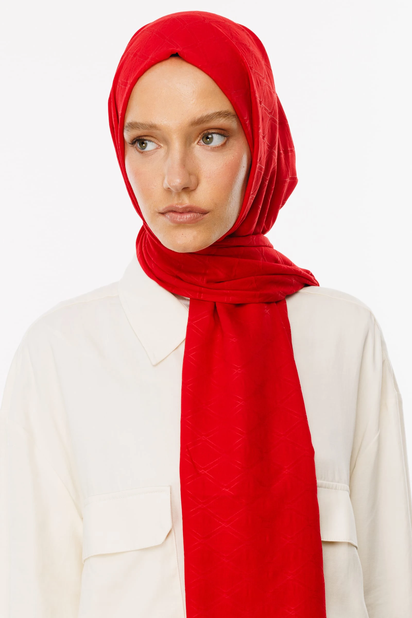 Bamboo Jacquard Shawl - Red