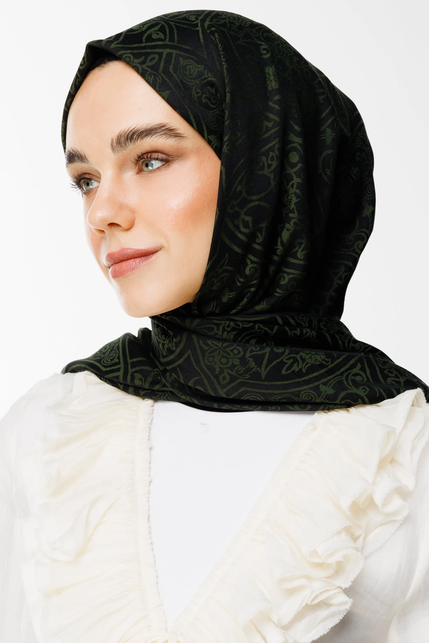 Morocco Pattern Double-Sided Shawl - Black-Khaki