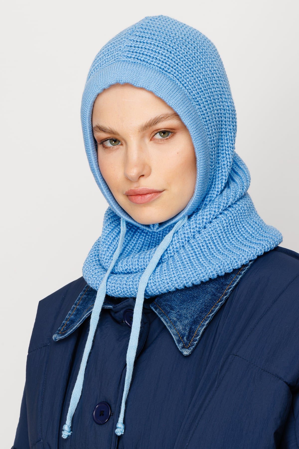 Toptan Balaclava Triko Başlık - Bebek Mavisi