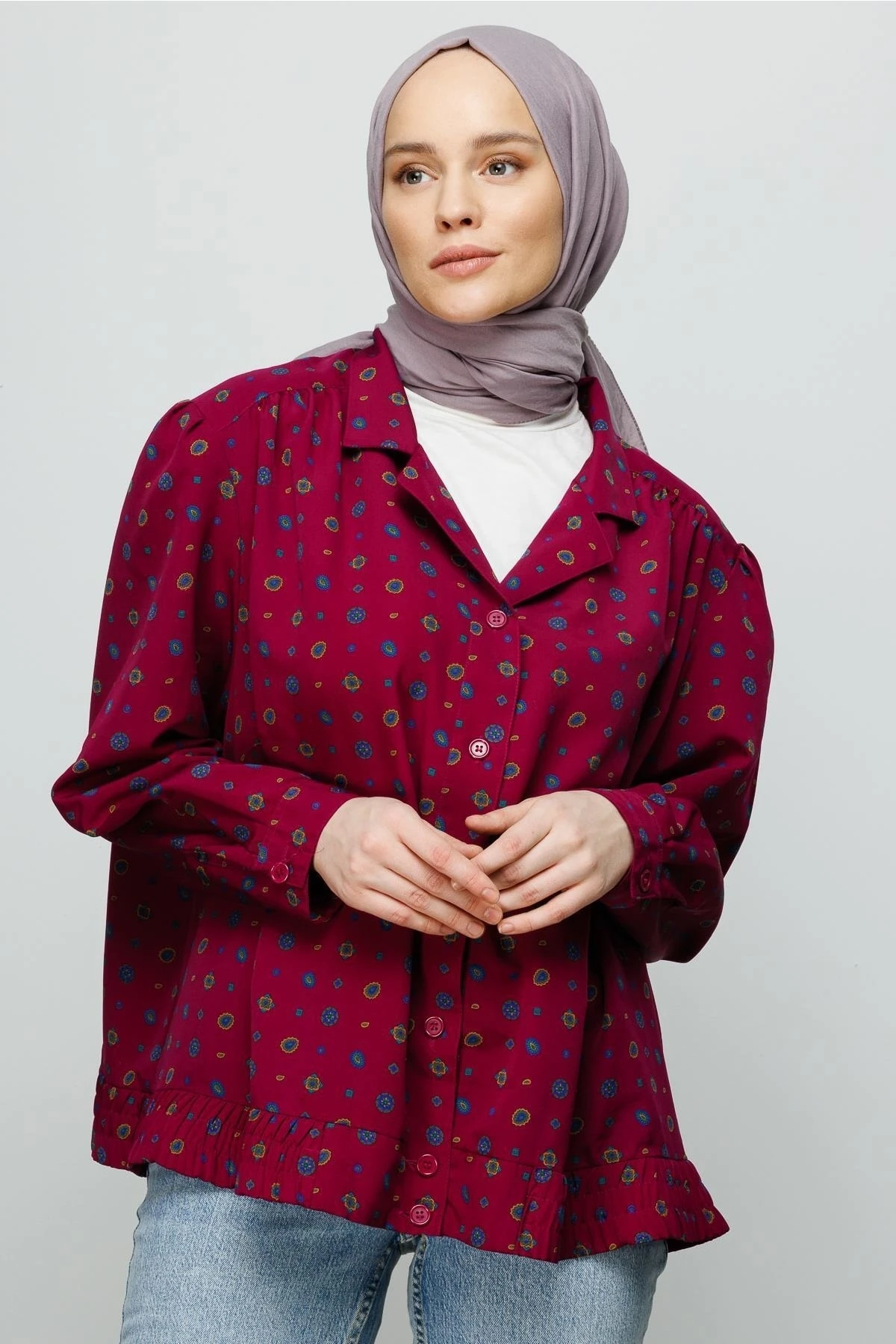 Toptan Pamuk Kraş Şal - Lavanta Grisi