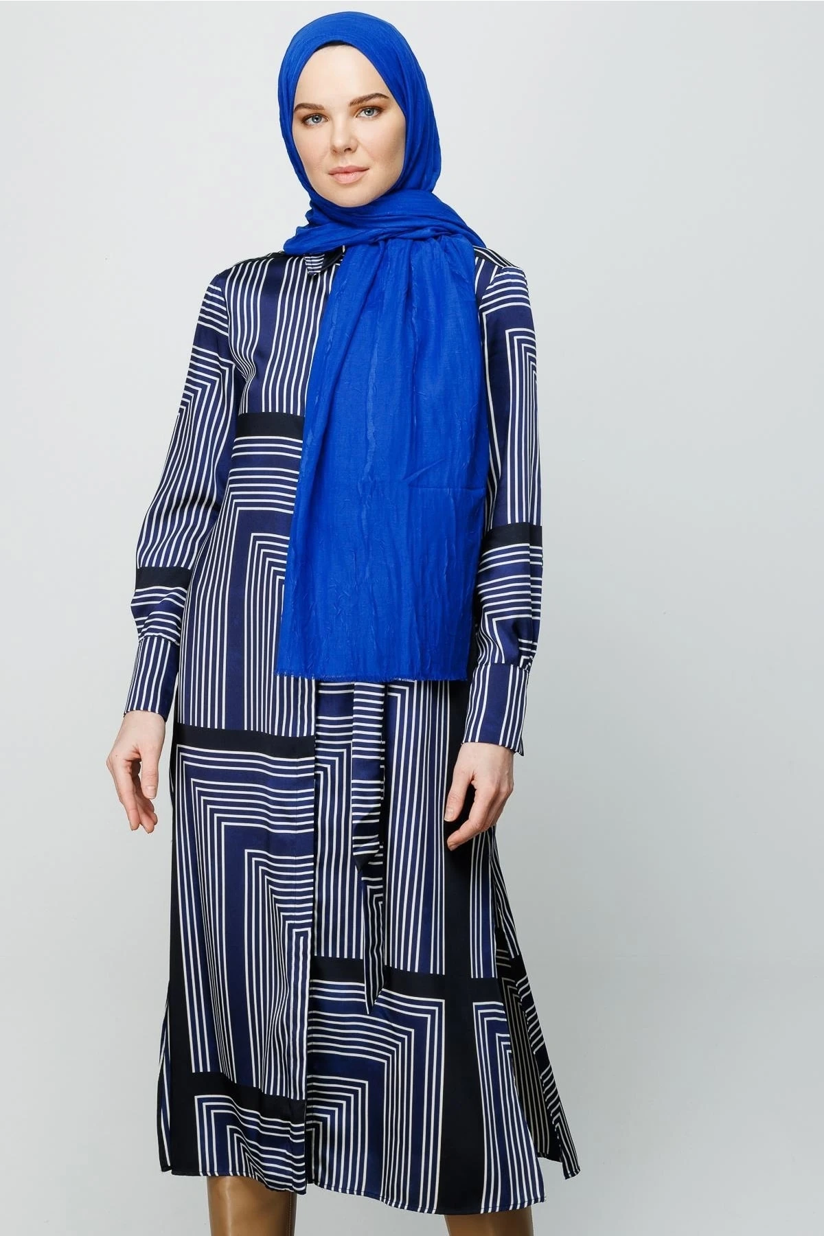 Toptan Bambu Şal - Saks Mavi