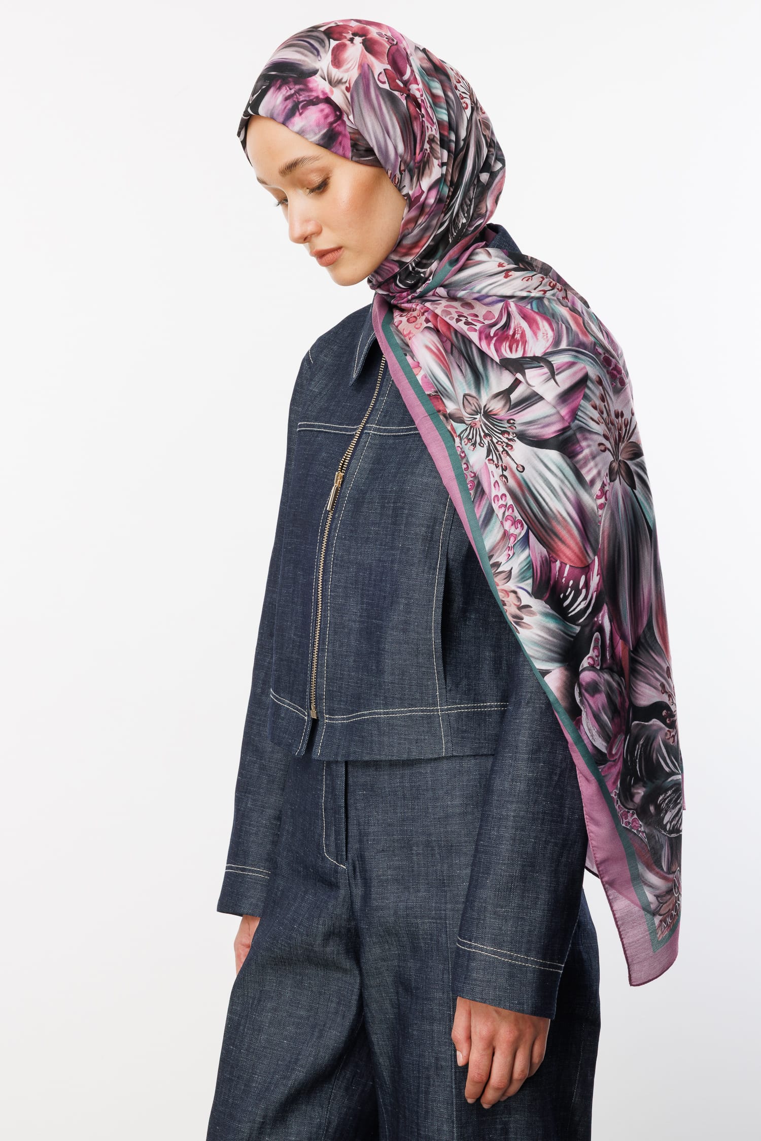 Wholesale Larin Pattern Cotton Shawl - Lilac