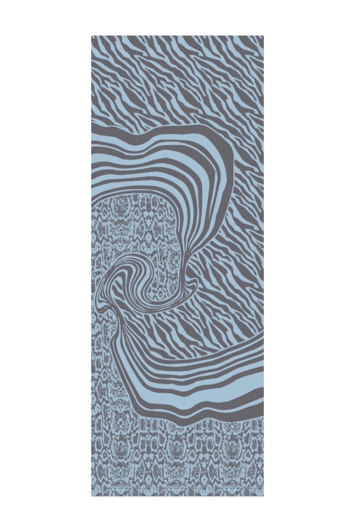 Riad-Pattern Reversible Shawl - Dark Gray-Light Blue