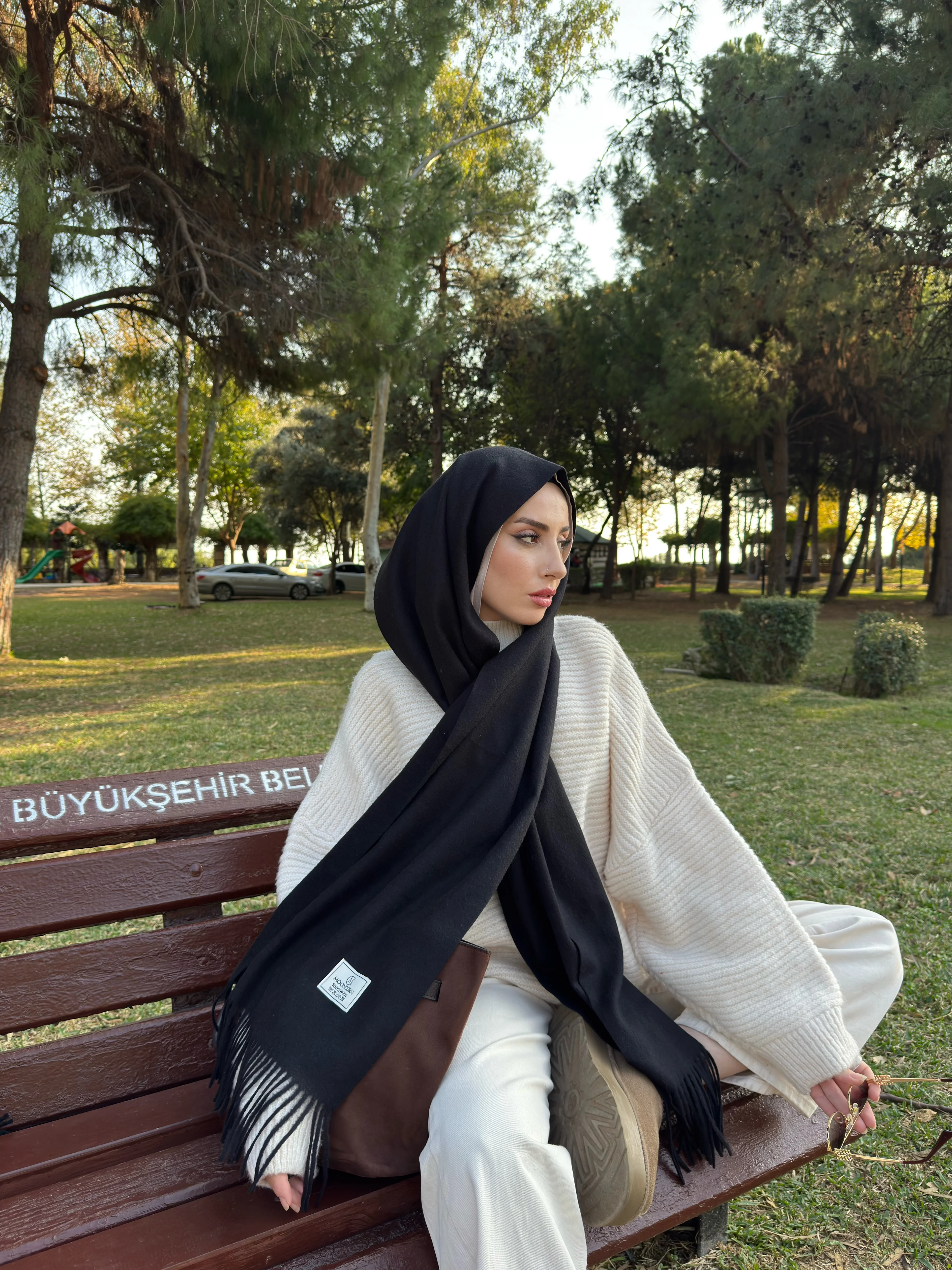 Toptan Yün Atkı - Siyah