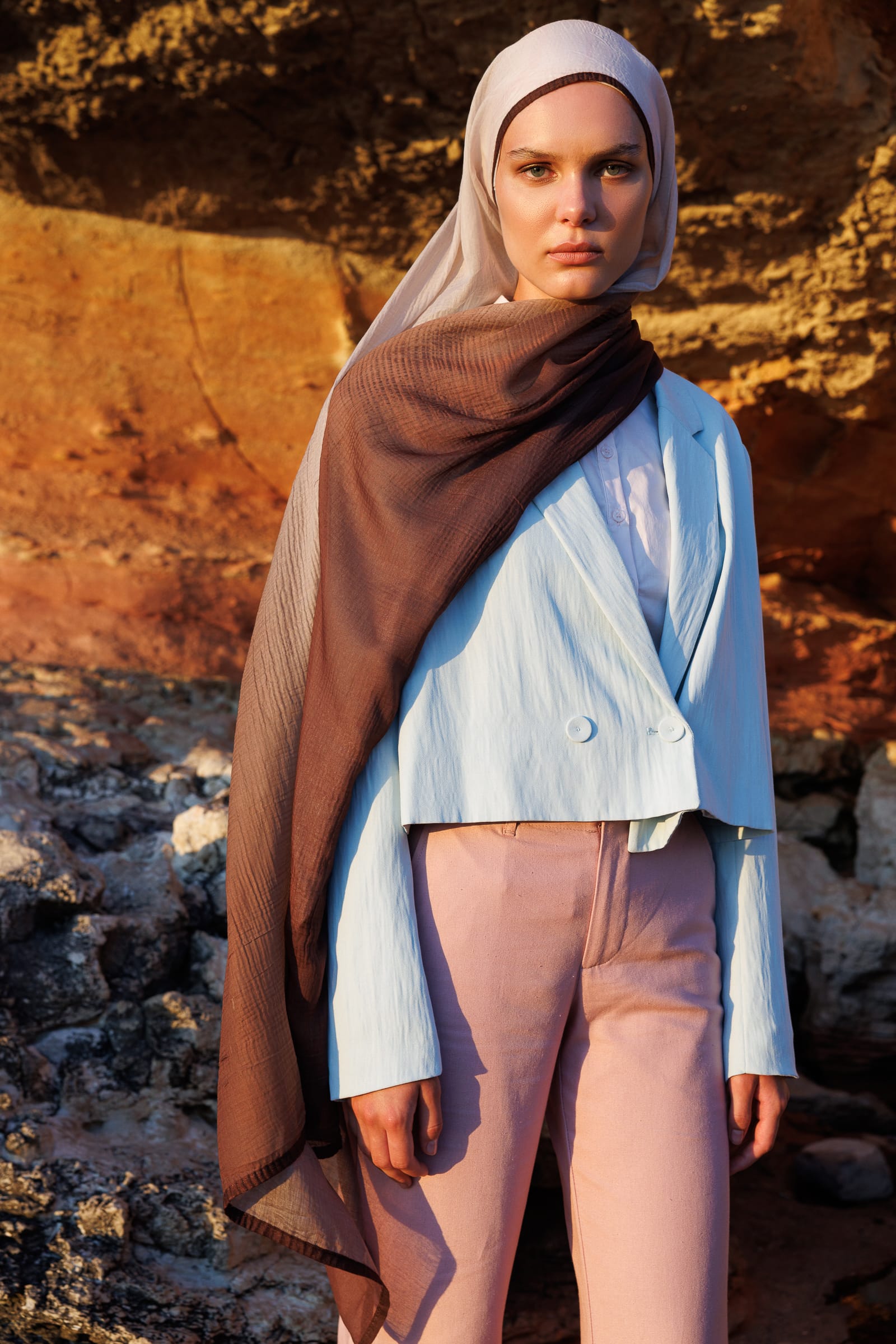 Ombre Muslin Shawl - Bitter Coffee