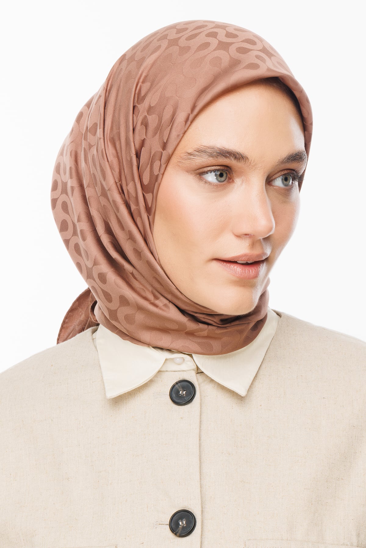 Moon Pattern Silky Jacquard Scarf - Yalı