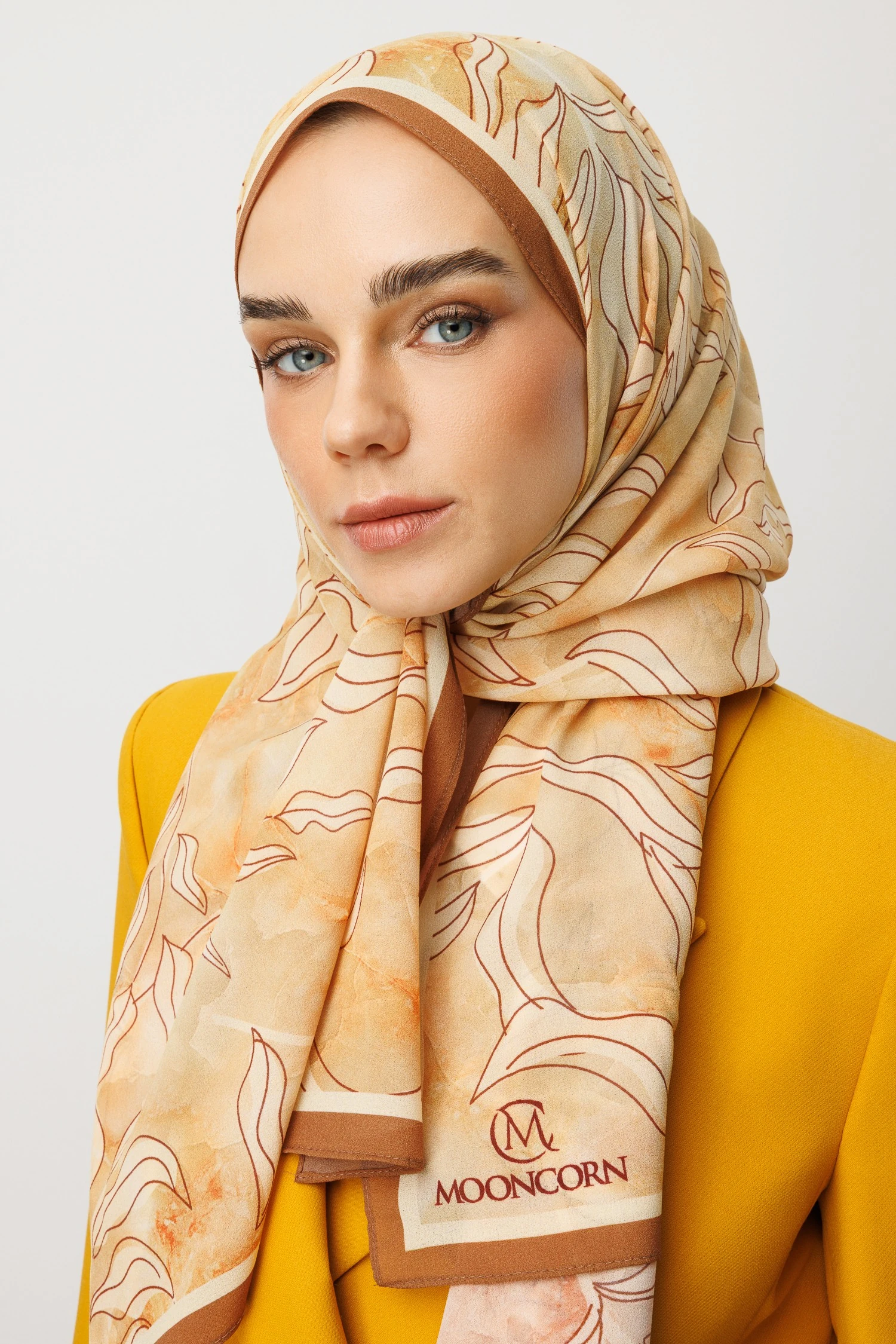 Wholesale Frond Pattern Hebei Silk Shawl - Wheat