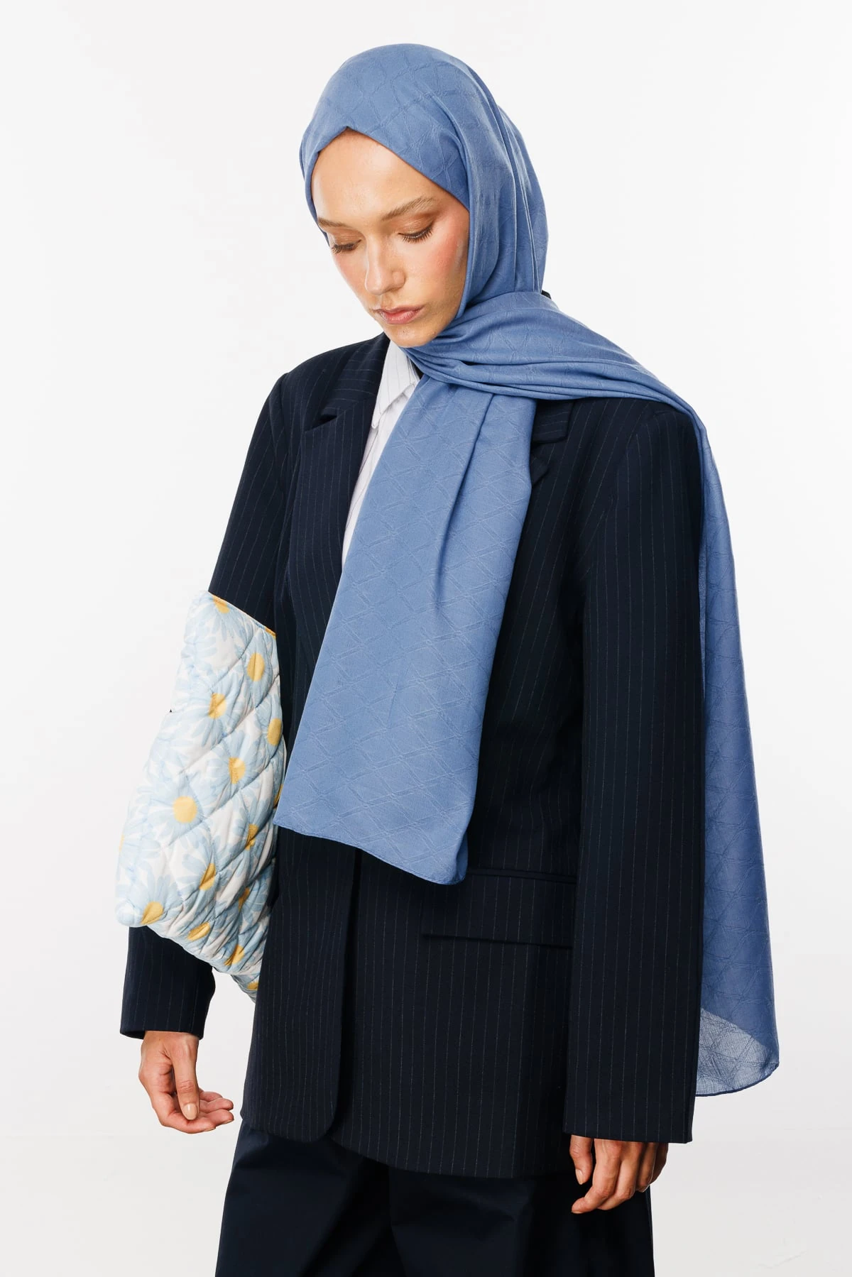 Bamboo Jacquard Shawl - Sky Blue