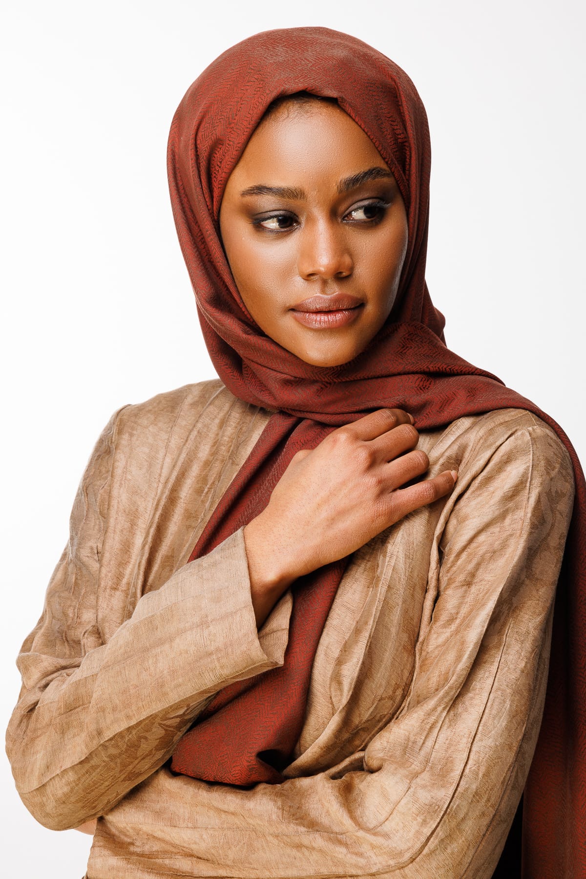 Toptan Sahra Desen Çift Taraflı Şal - Acı Kahve-Kahve