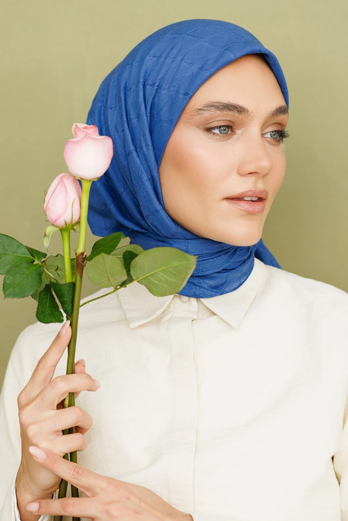 Bamboo Jacquard Scarf - Indigo