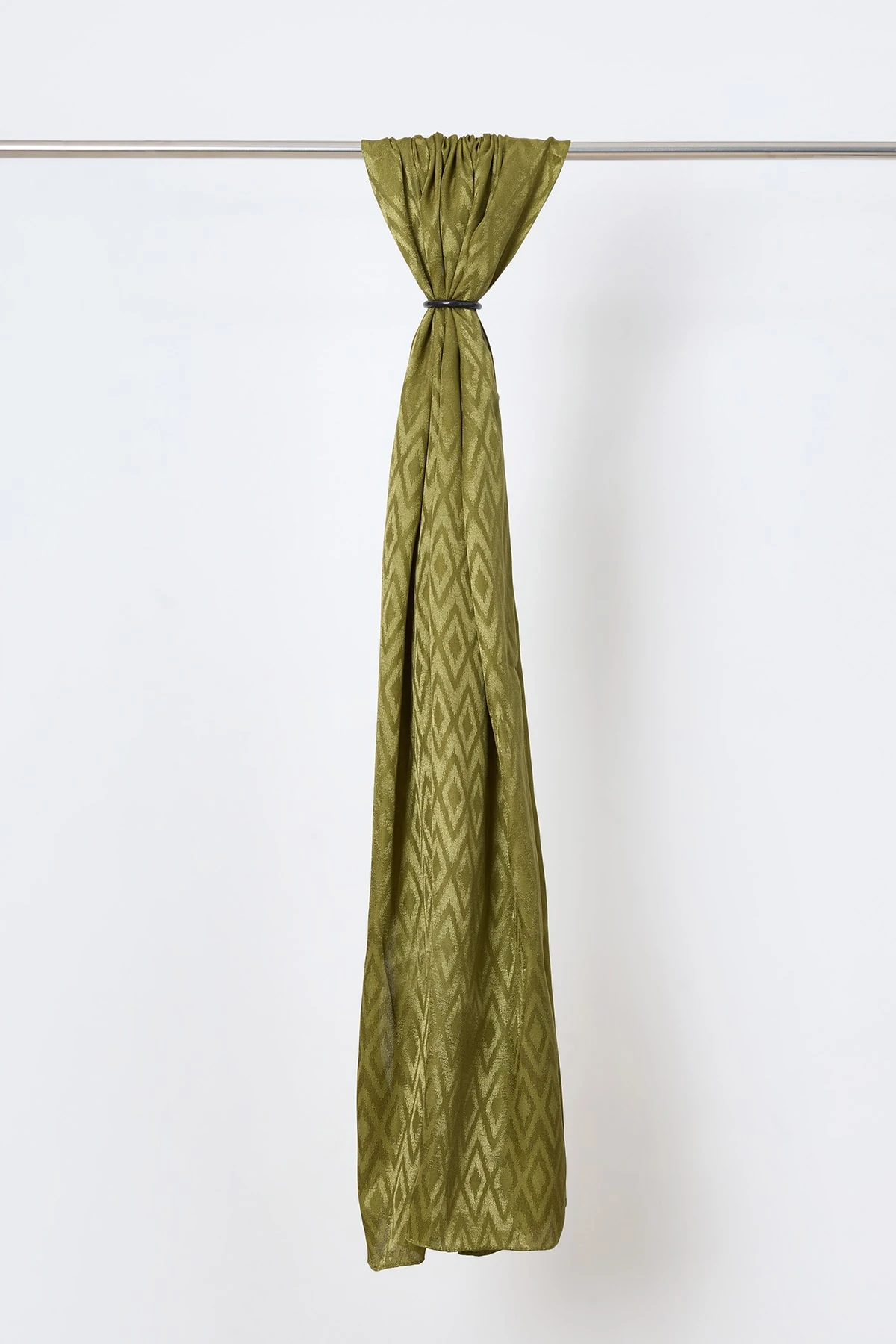 Toptan Karo Desen Parlak Jakar Şal - Soft Yeşil