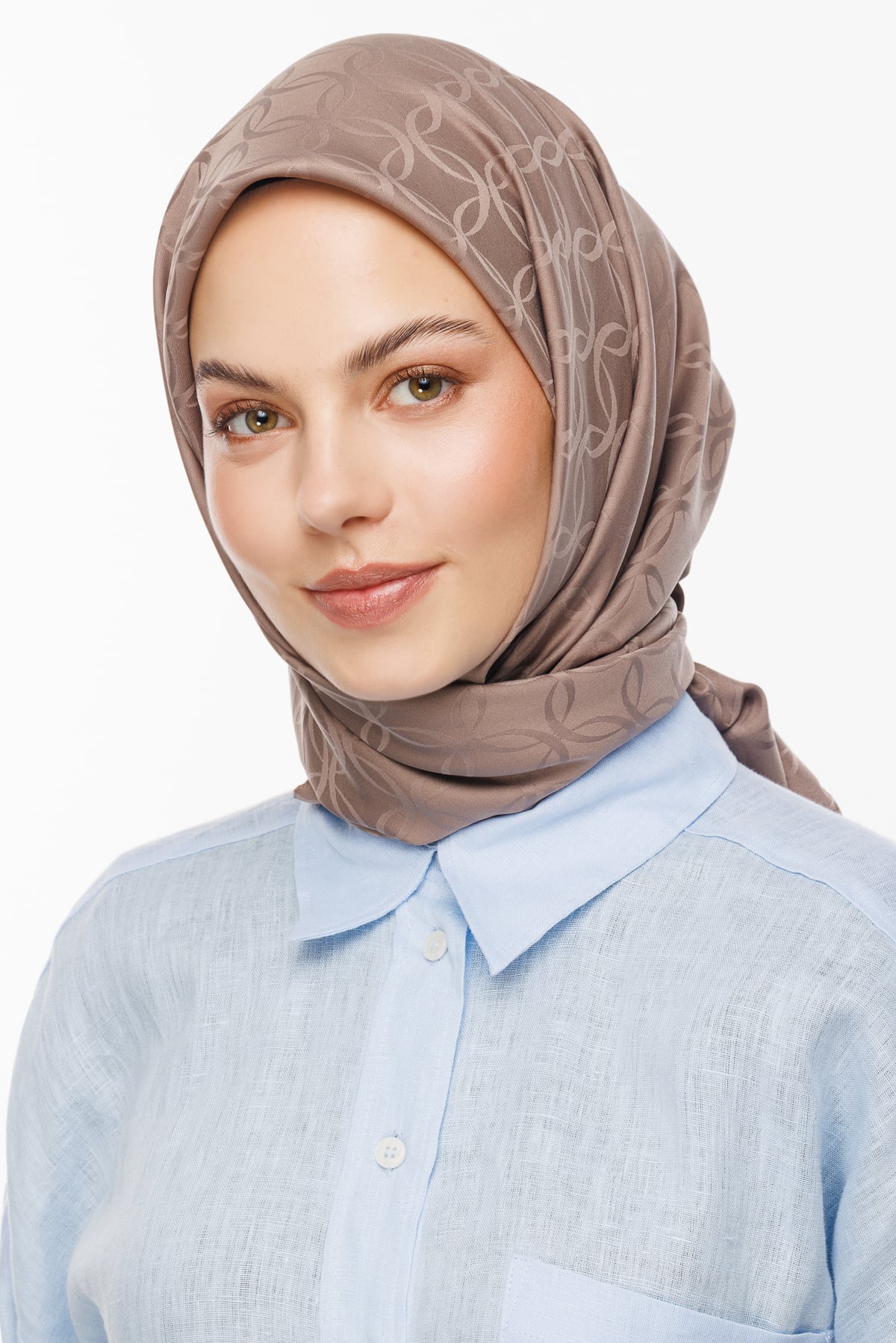 London Pattern Silky Jacquard Scarf - Canyon