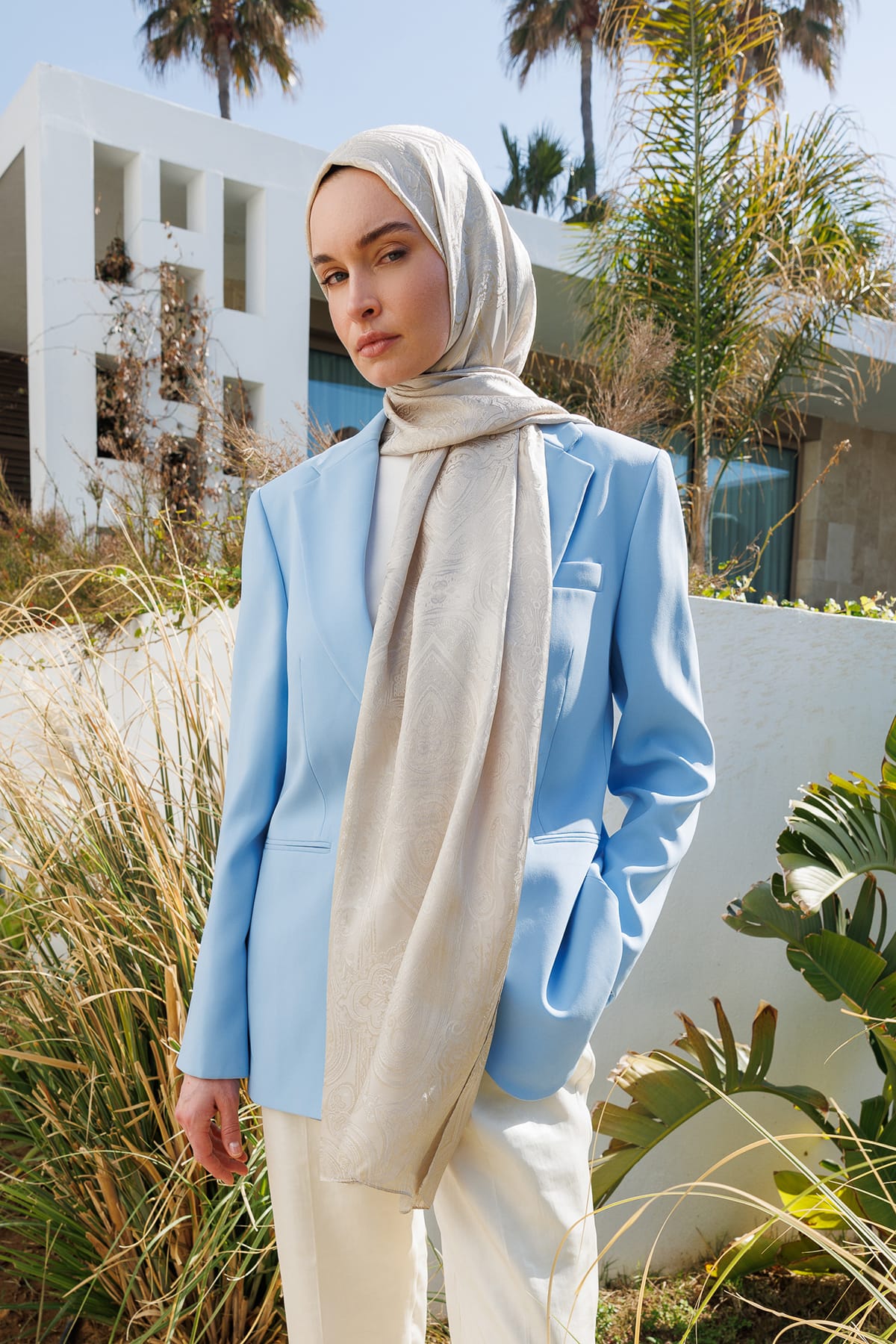 Toptan Liva Desen Shine Line Şal - Vizon-Çağla