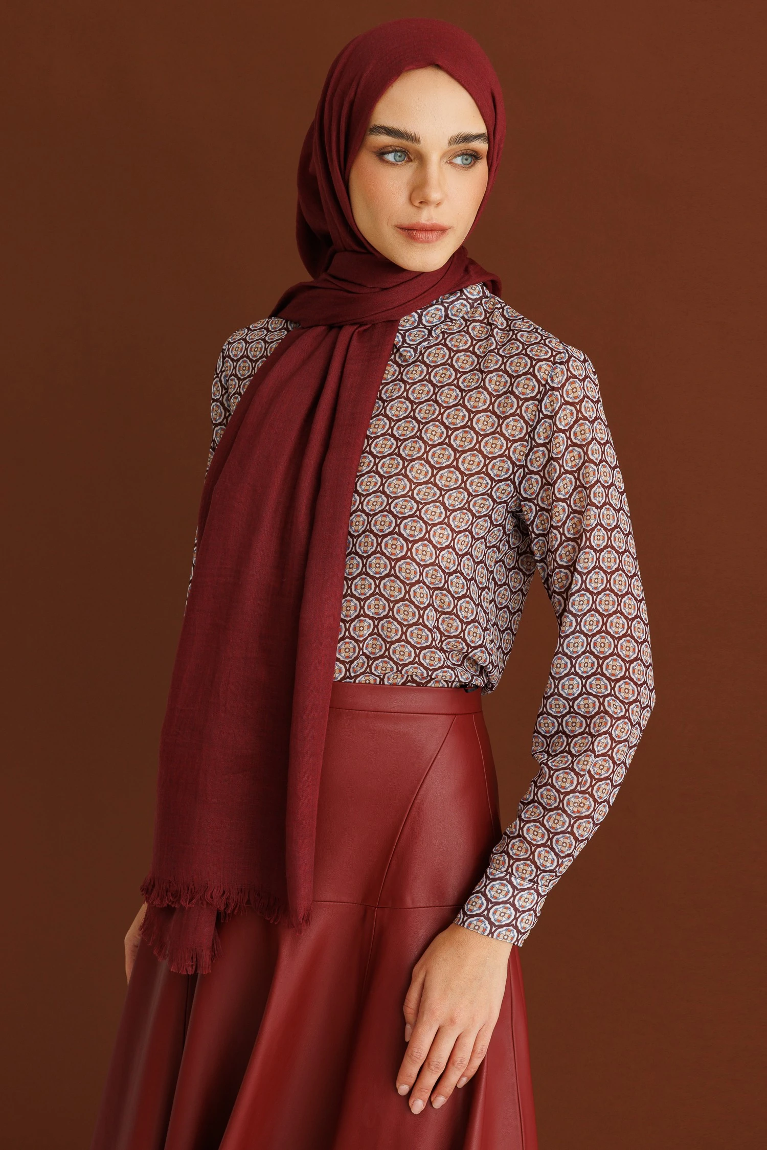 Toptan Dubai Şal - Garnet