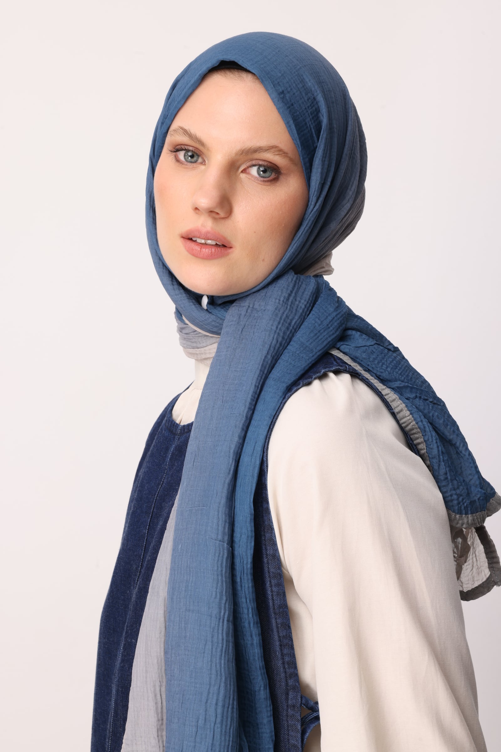 Ombre Muslin Shawl - Indigo