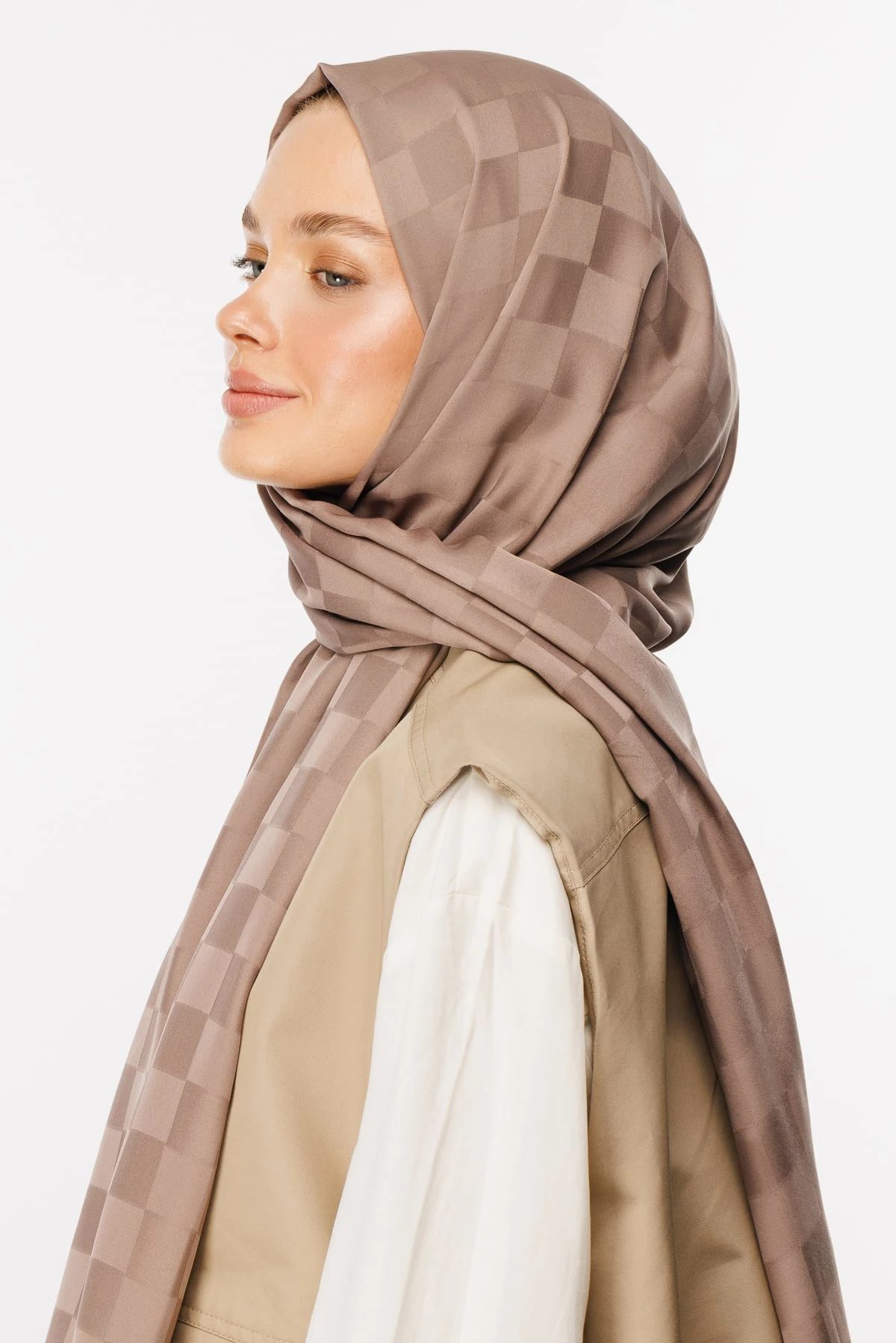 Toptan Dama Desen İpeksi Jakar Şal - Kanyon