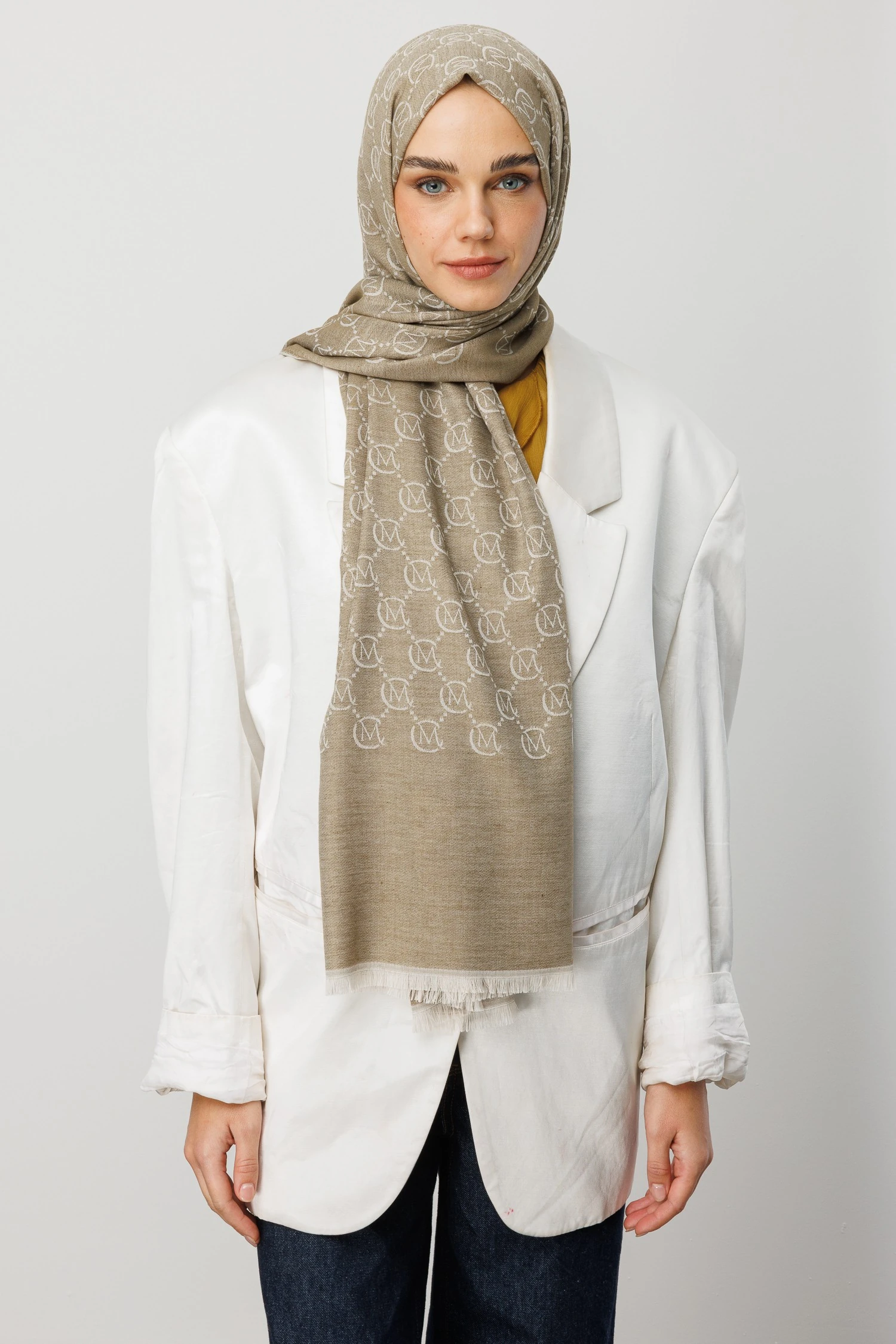 Toptan Yün İpek Şal - Soft Haki