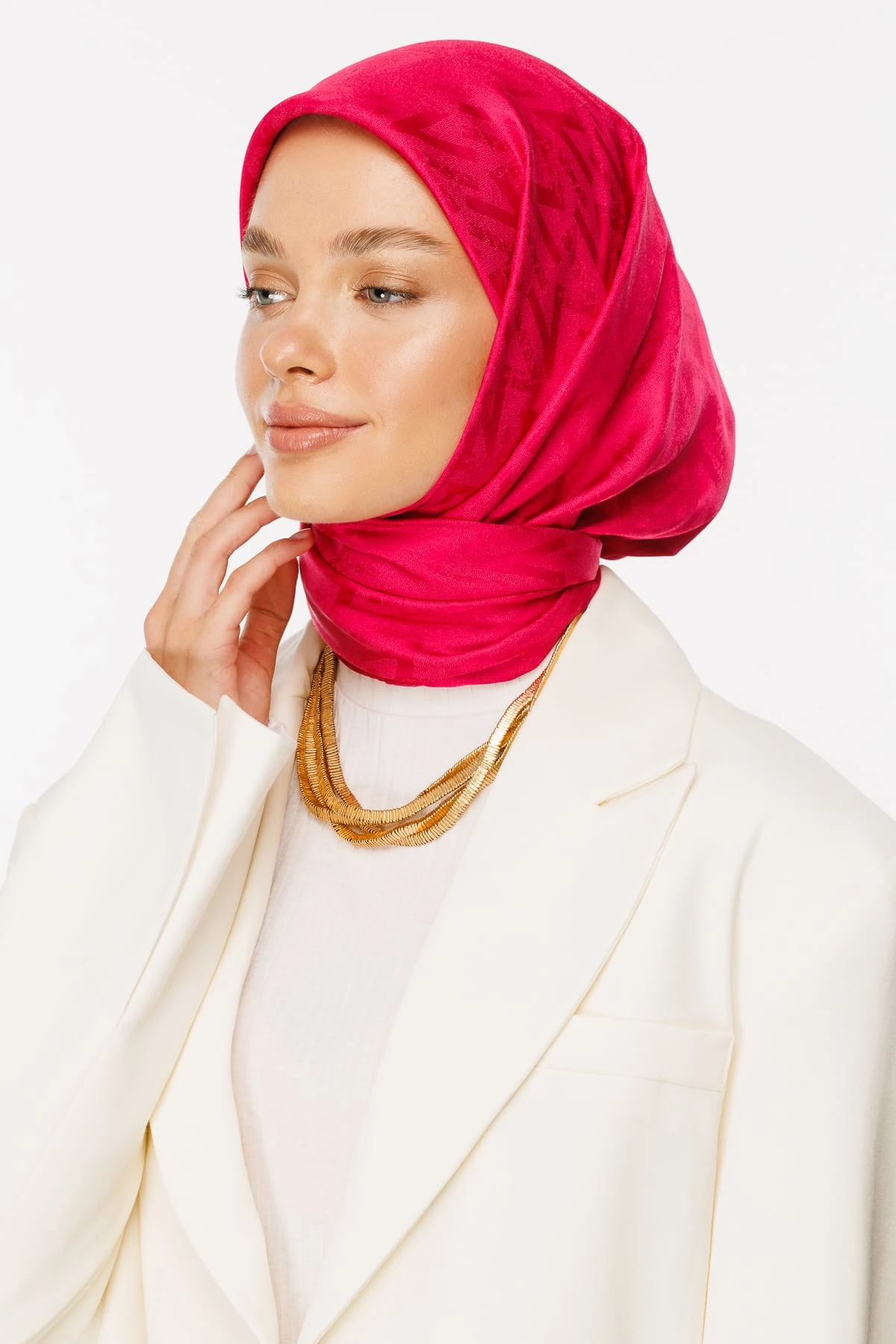 Luxury Jacquard Scarf - Fuchsia