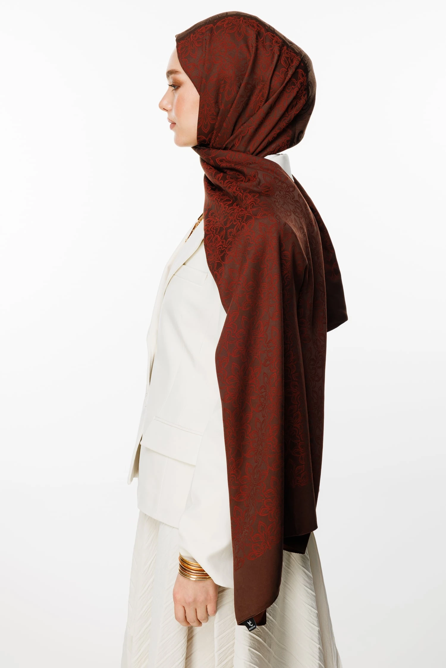 Toptan Nora Desen Çift Taraflı Şal - Acı Kahve-Kahve