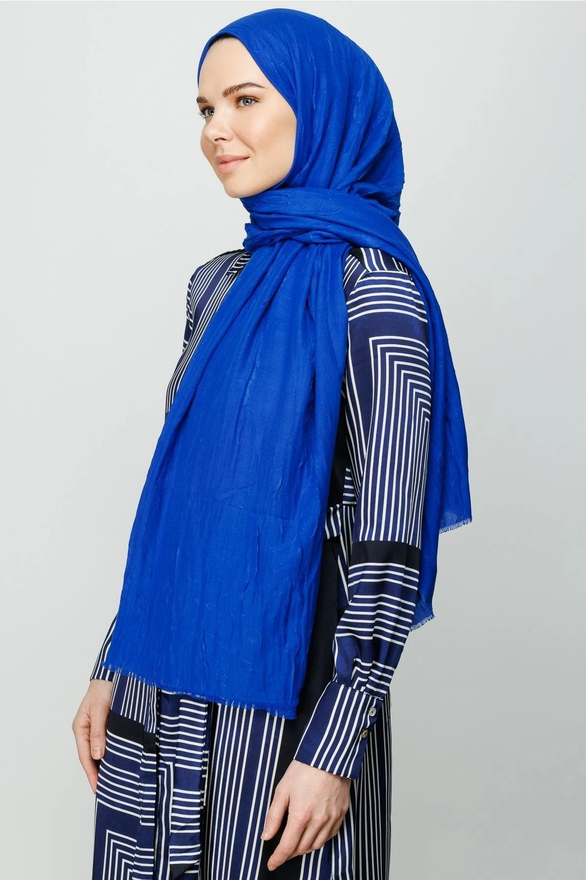 Toptan Bambu Şal - Saks Mavi